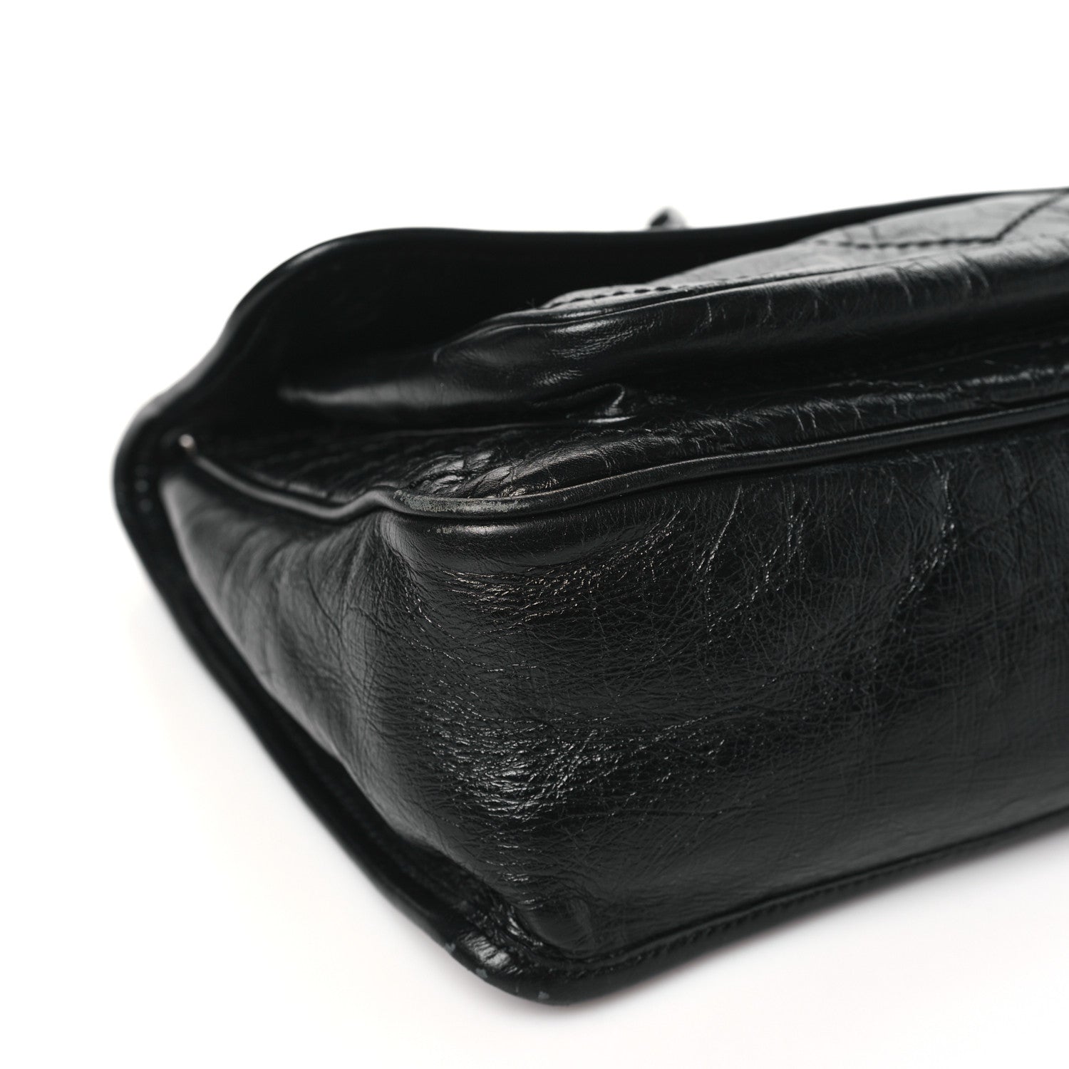 Saint Laurent Crinkled Calfskin Matelasse Monogram Medium Niki Chain Satchel Black 8 of 10