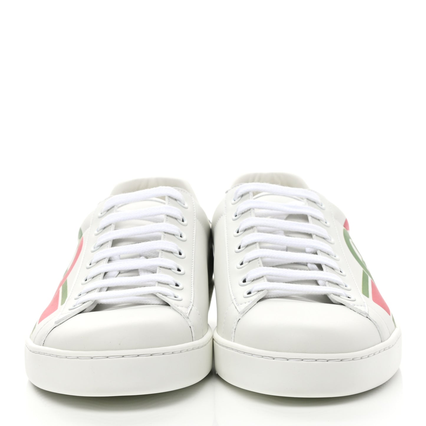 Calfskin Interlocking G Mens New Ace Sneakers 8 White Red Flame Green