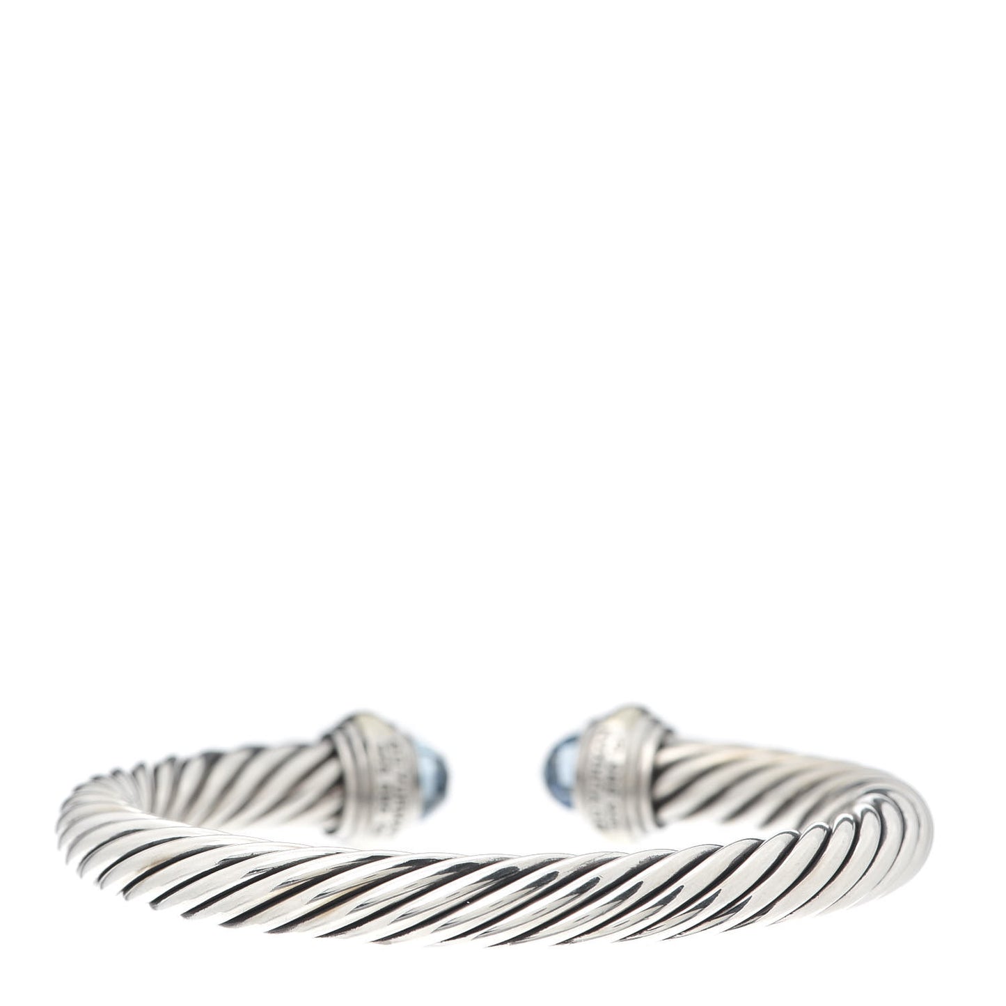 Sterling Silver 14K Yellow Gold Blue Topaz 7mm Cable Classics Bracelet