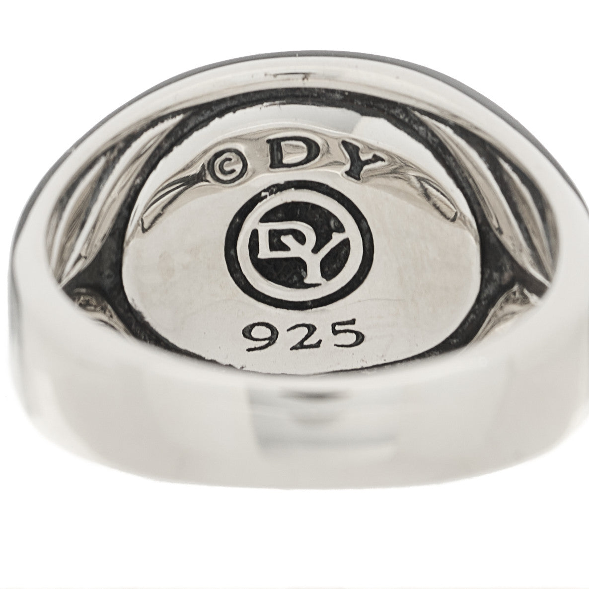 David Yurman Sterling Silver Onyx Exotic Stone Signet Ring 60 9 4 of 5