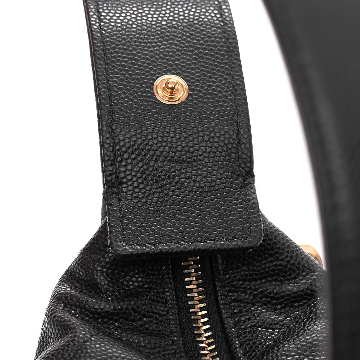 Shiny Caviar Quilted Bow Pouch Hobo Black