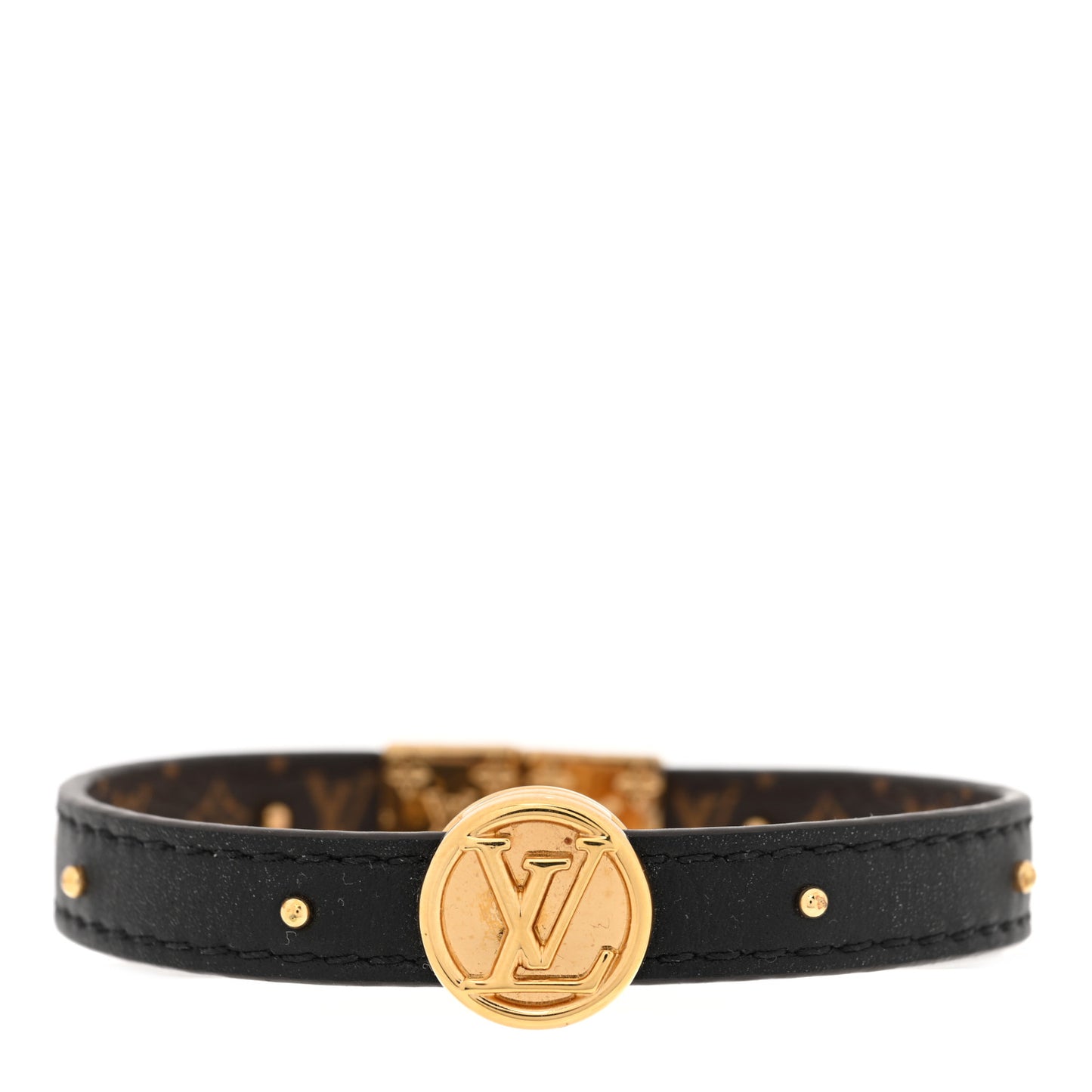 Monogram LV Circle Reversible Bracelet 17 Black
