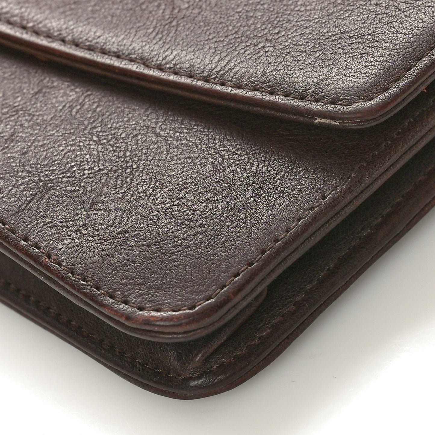 Lambskin Timeless CC Wallet on Chain WOC Dark Brown