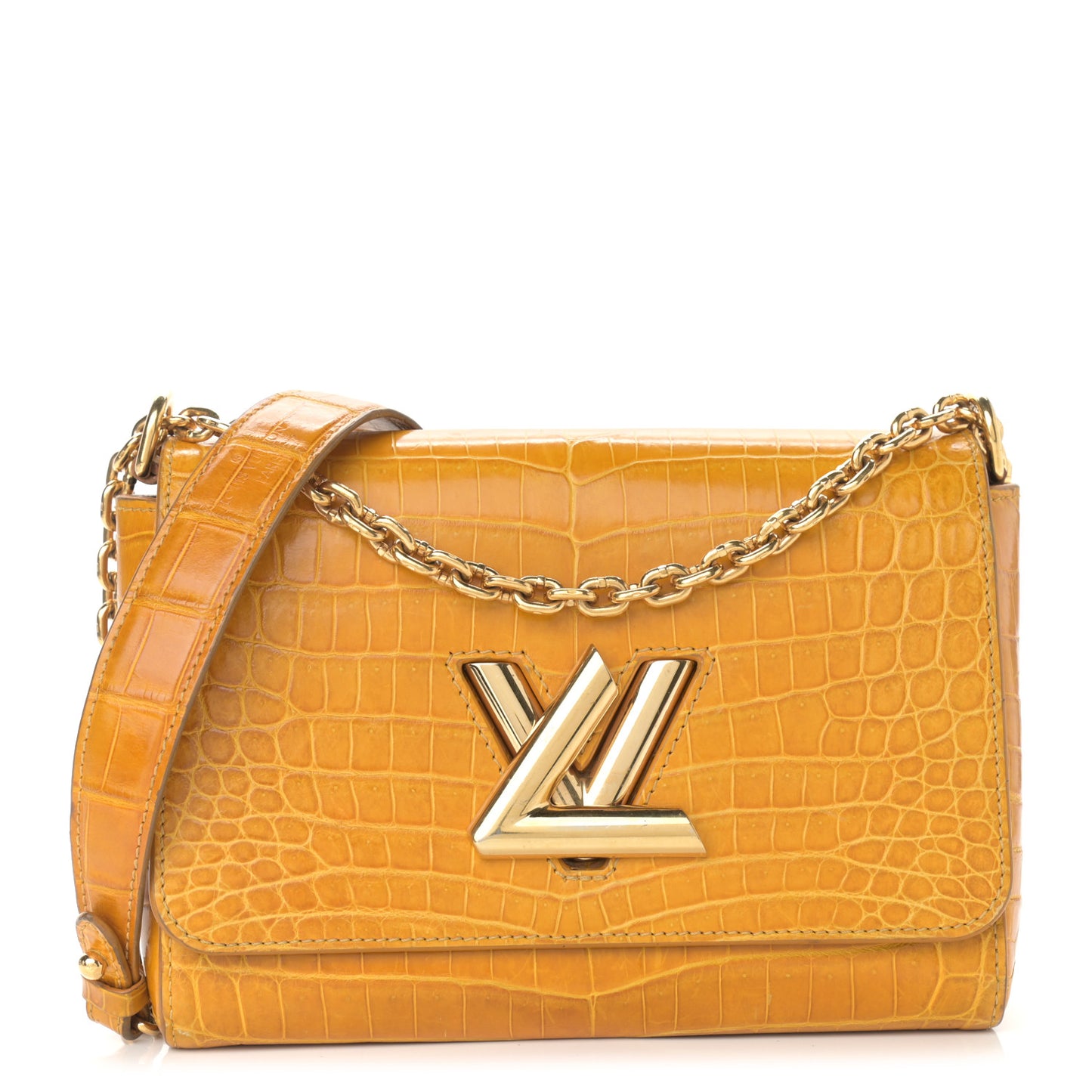 Crocodile Twist Shoulder Bag MM Jaune D'or
