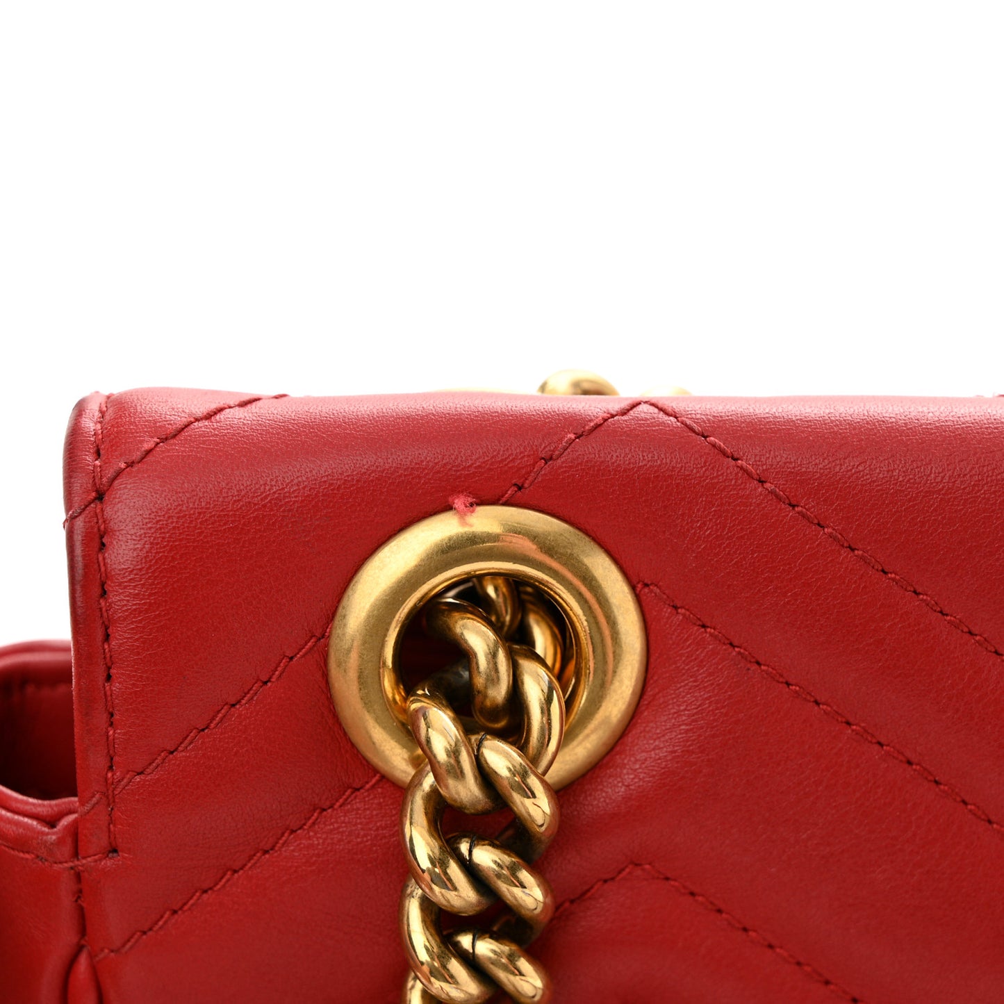 Calfskin Matelasse Mini GG Marmont Shoulder Bag Hibiscus Red