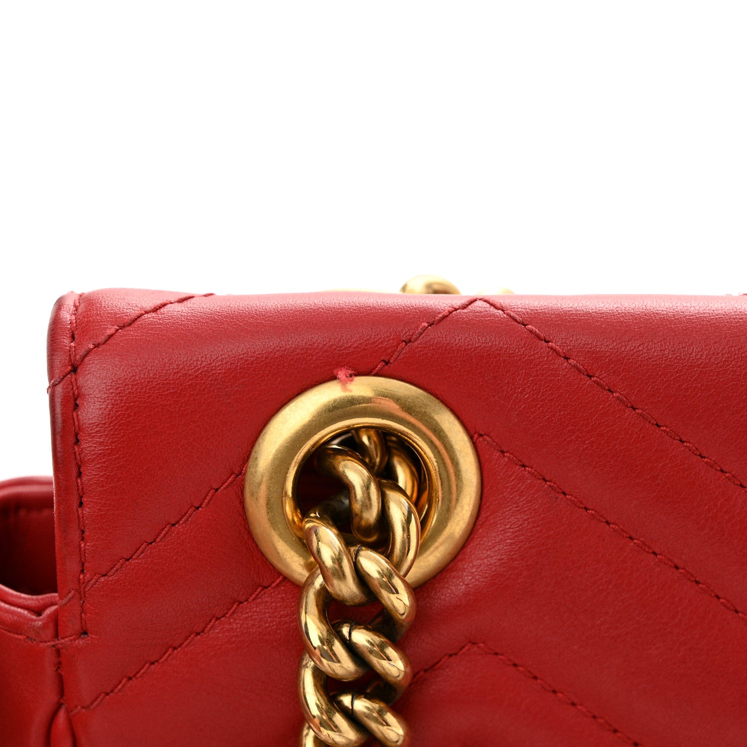 Gucci Calfskin Matelasse Mini GG Marmont Shoulder Bag Hibiscus Red 14 of 16