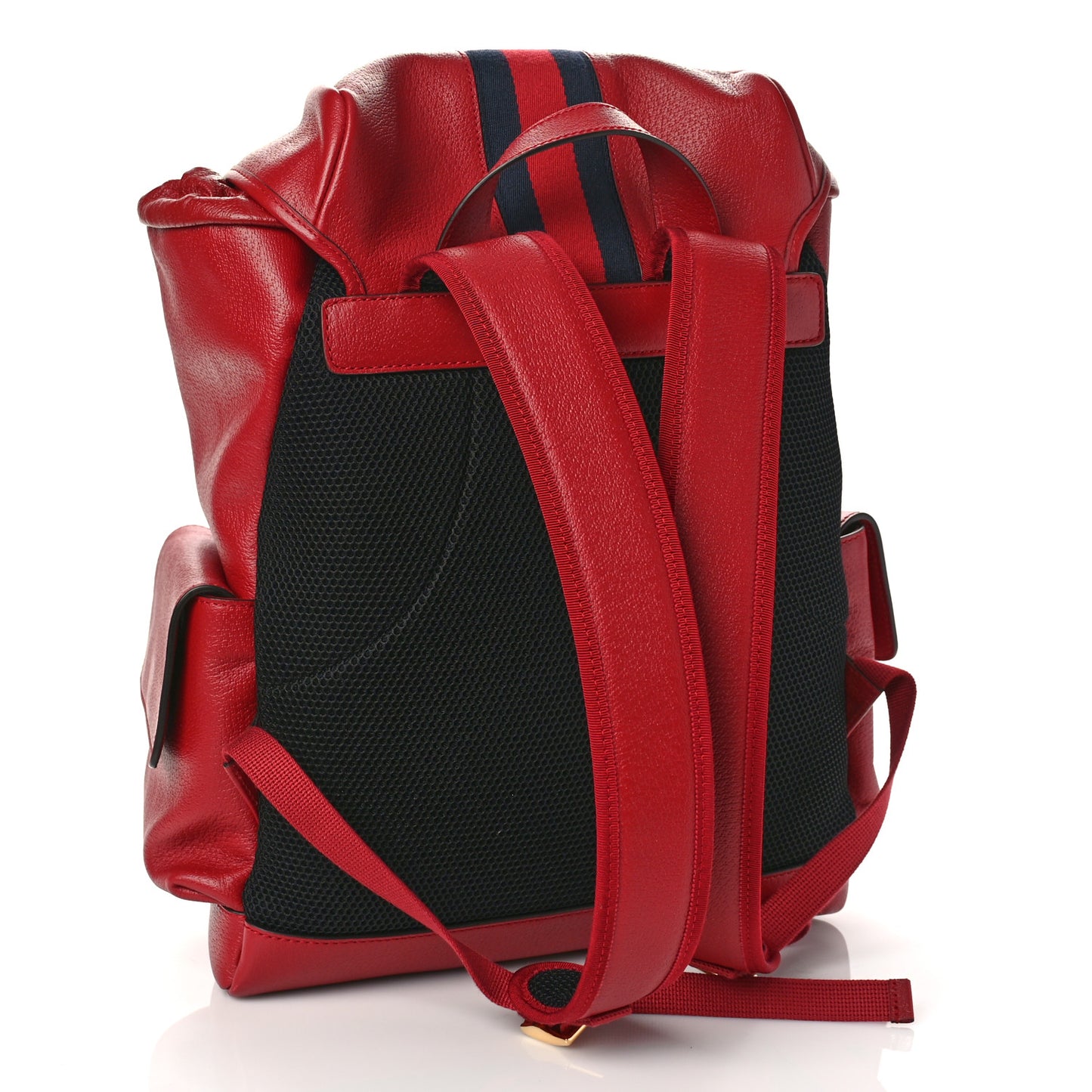 Grained Calfskin Medium Ophidia Double Buckle Backpack Red