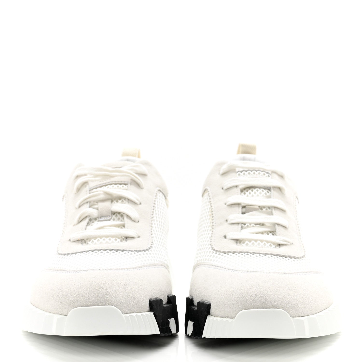 Hermes Air Mesh Suede Goatskin Bouncing Sneakers 44 White Black 2 of 8