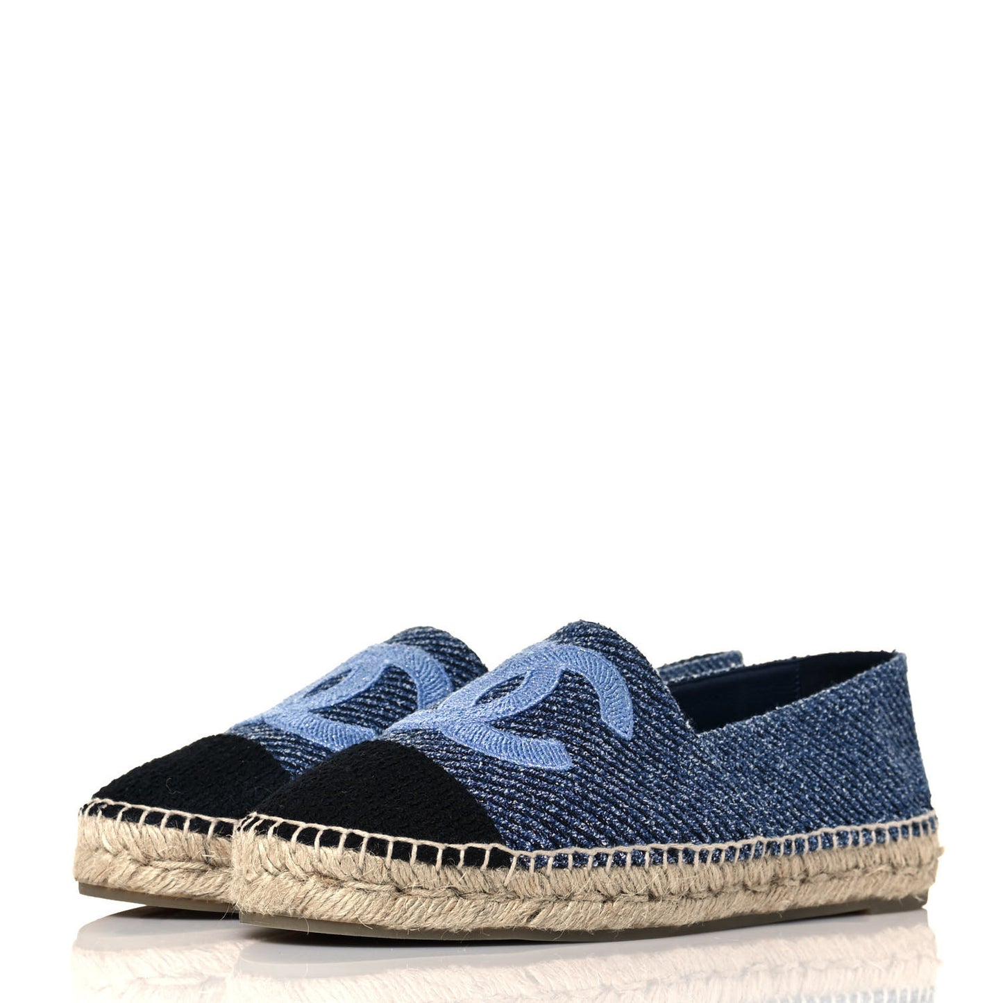 Cotton Tweed CC Espadrilles 41 Blue Ecru Black