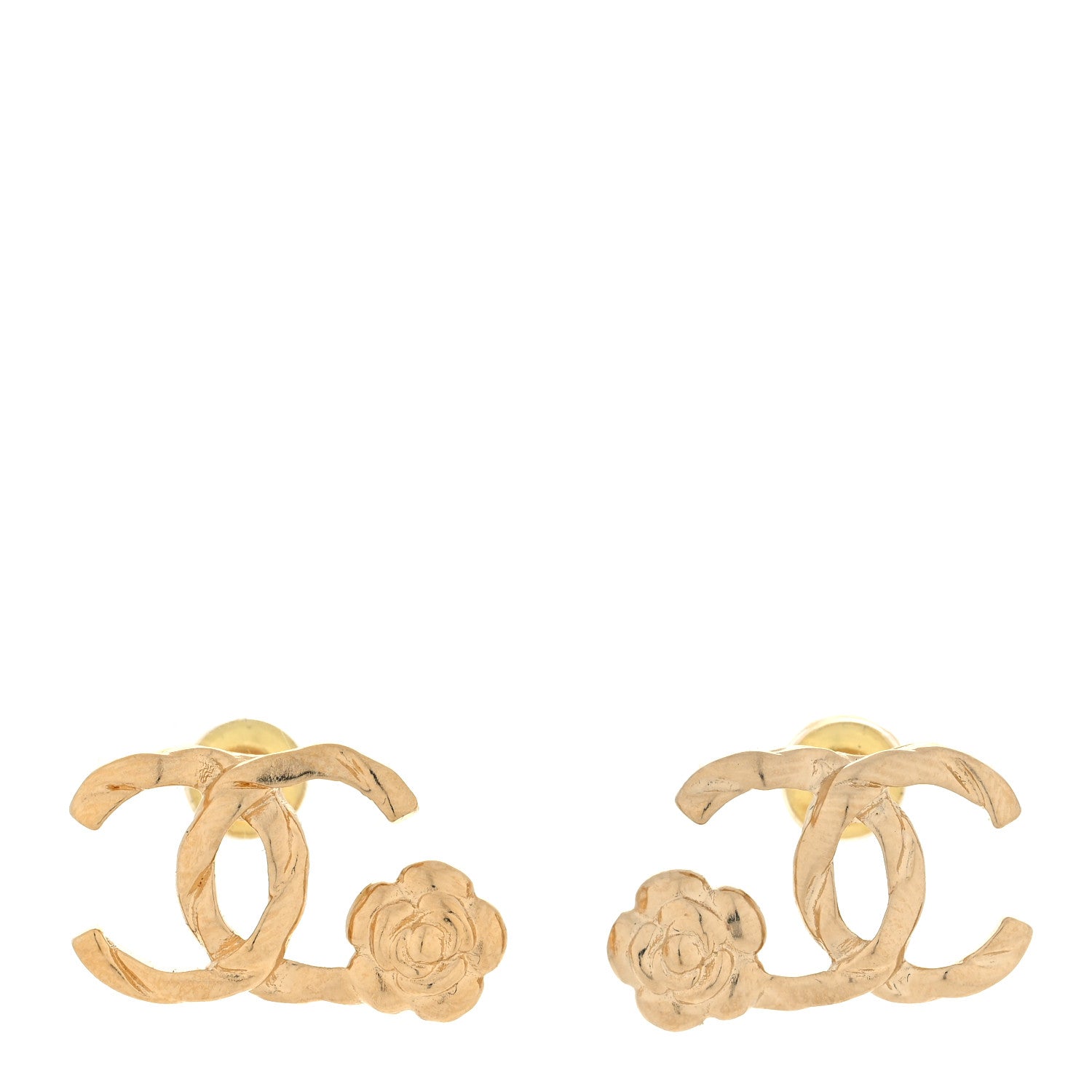 Chanel Metal Camellia CC Earrings Gold 1 of 5