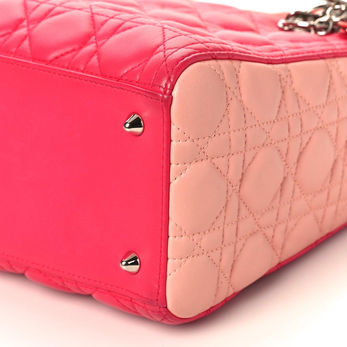 Lambskin Cannage Tri-Color Medium Lady Dior Orange Riviera Fuchsia Cosmopolitan Lipstick Natural
