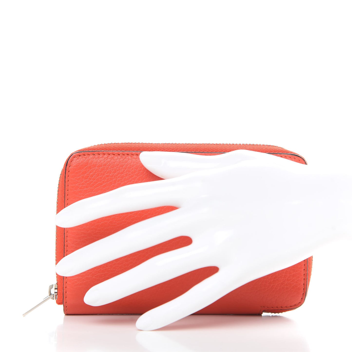 Drummed Calfskin Zip Around Multifunction Wallet Coral
