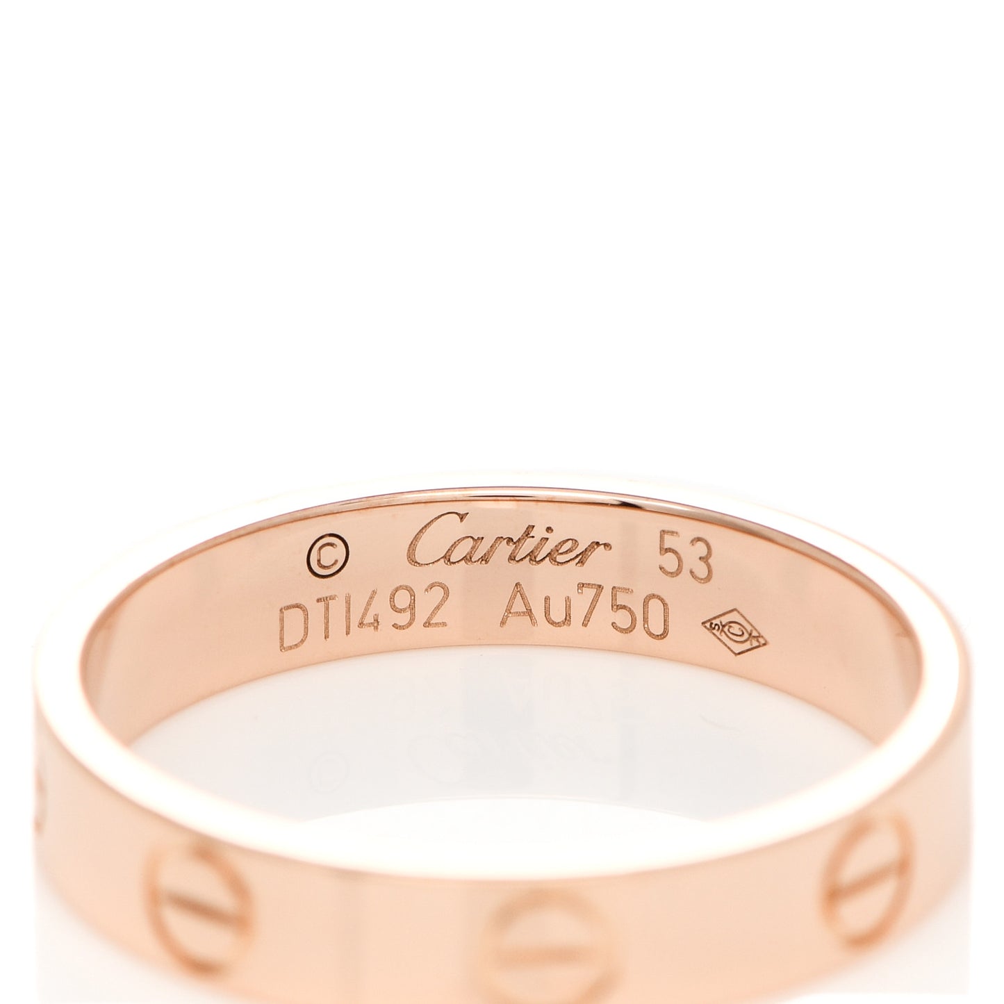 18K Pink Gold 3.5mm LOVE Wedding Band Ring 53 6.5