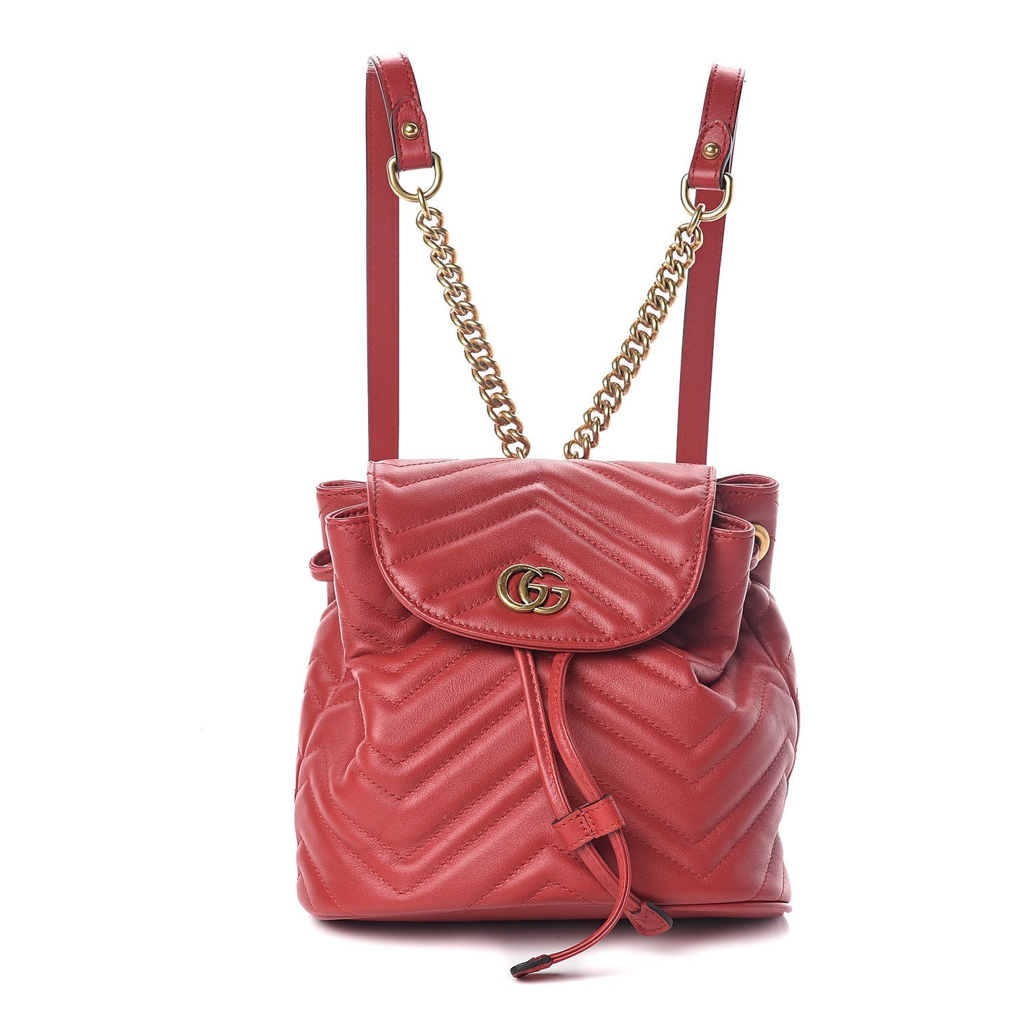 Calfskin Matelasse GG Marmont Flap Backpack Hibiscus Red