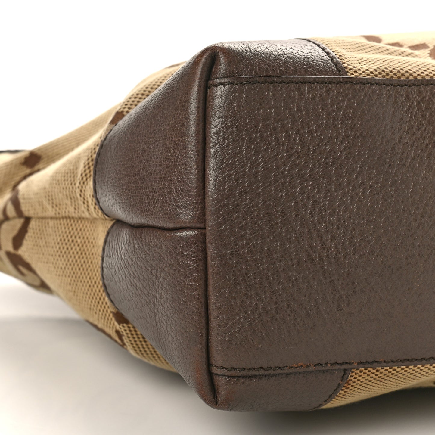 Monogram Jumbo GG Textured Dollar Calfskin Web Medium Ophidia Shopping Tote Camel Ebony