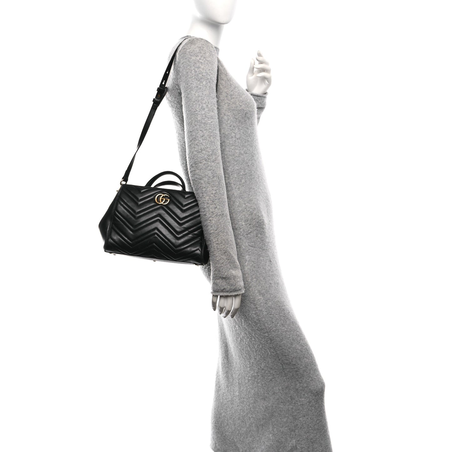 Calfskin Matelasse Small GG Marmont Tote Black