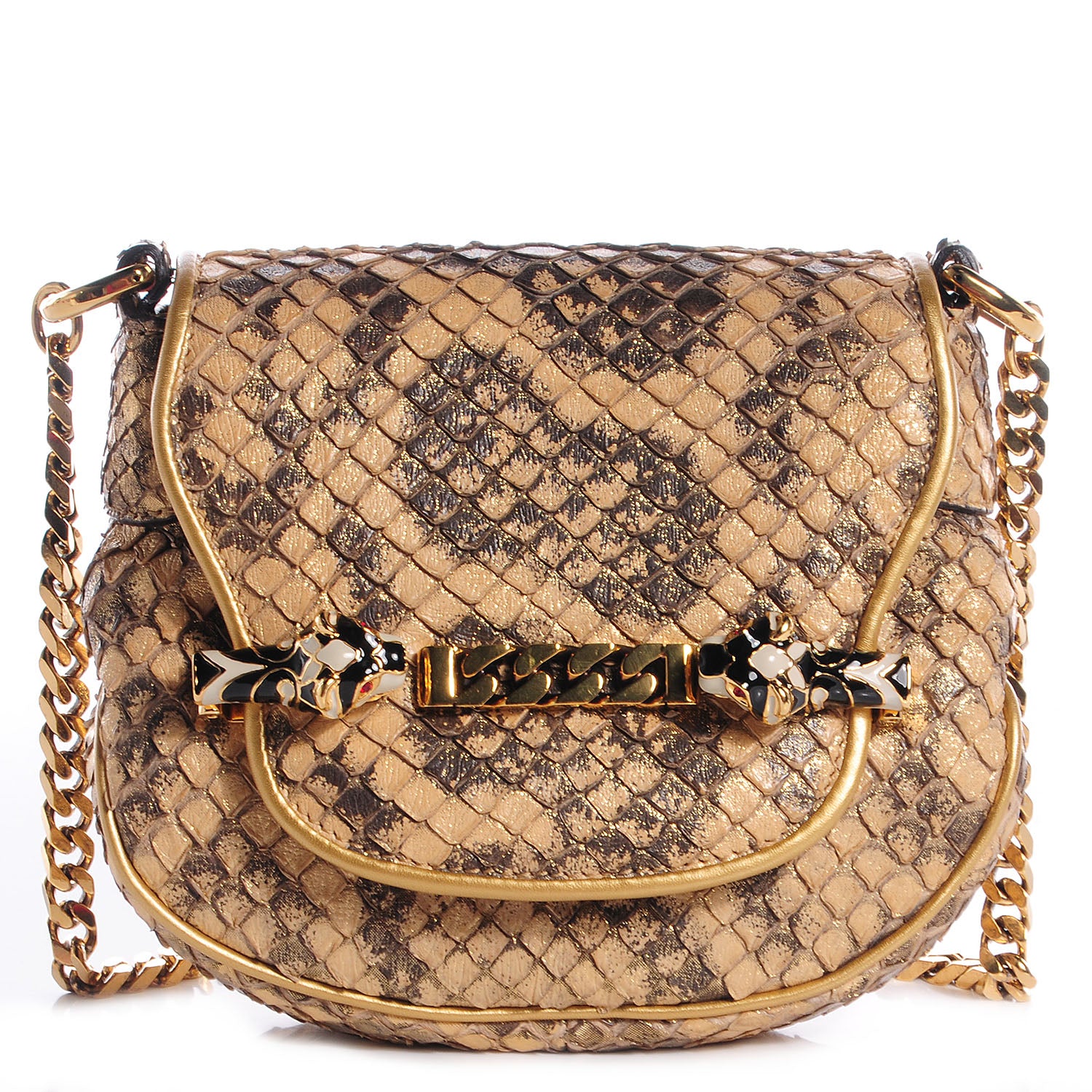 Gucci Anaconda Tigrette Shoulder Bag Gold 73426 – FASHIONPHILE