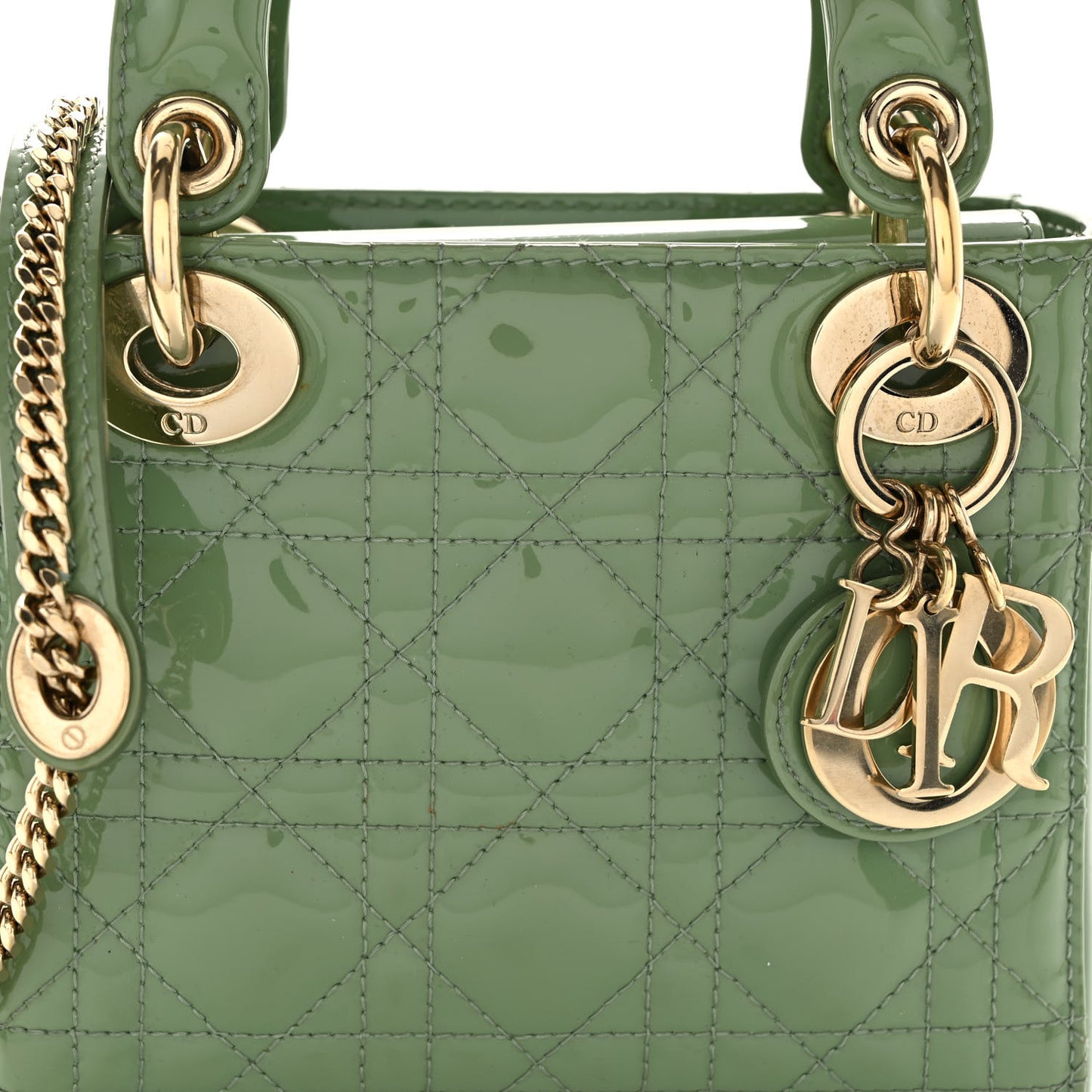 Patent Cannage Mini Lady Dior Mint Green