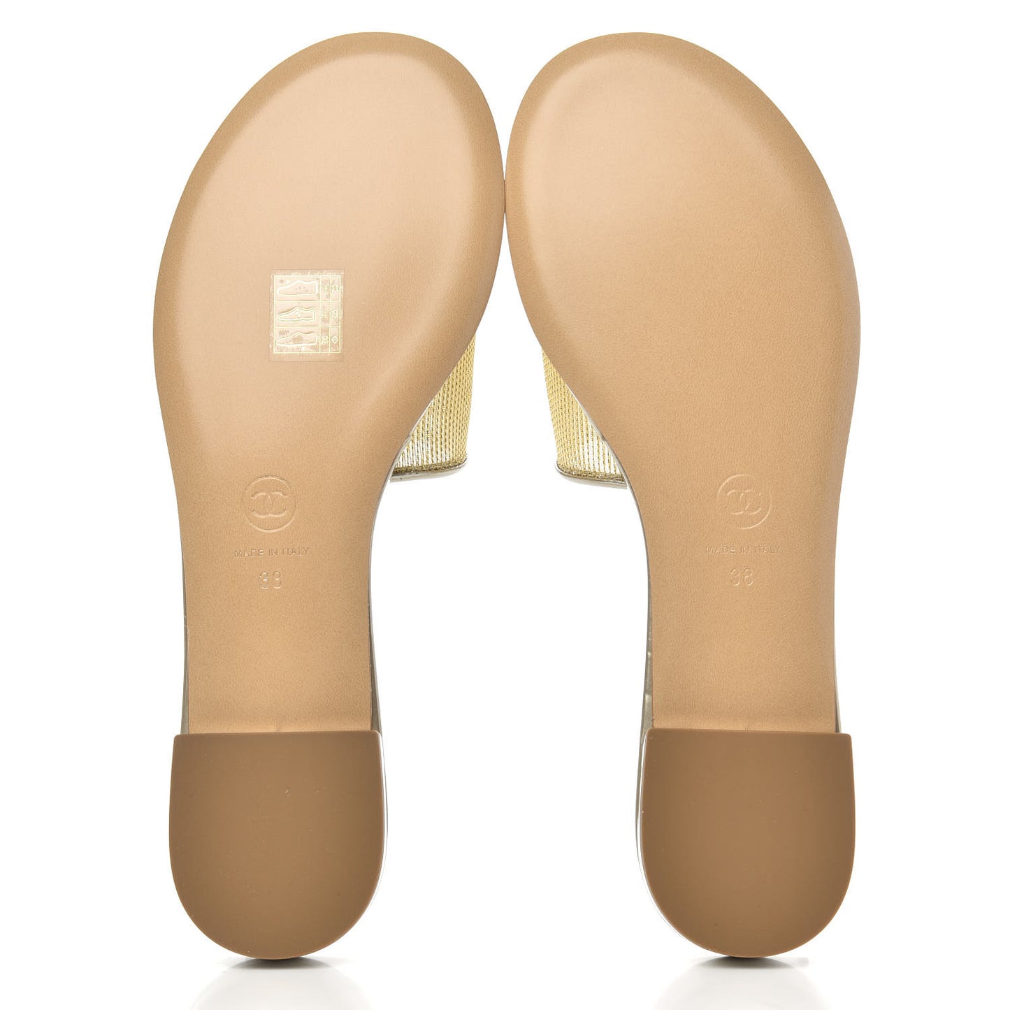 Glitter Mesh Patent Calfskin CC Mules 38 Gold