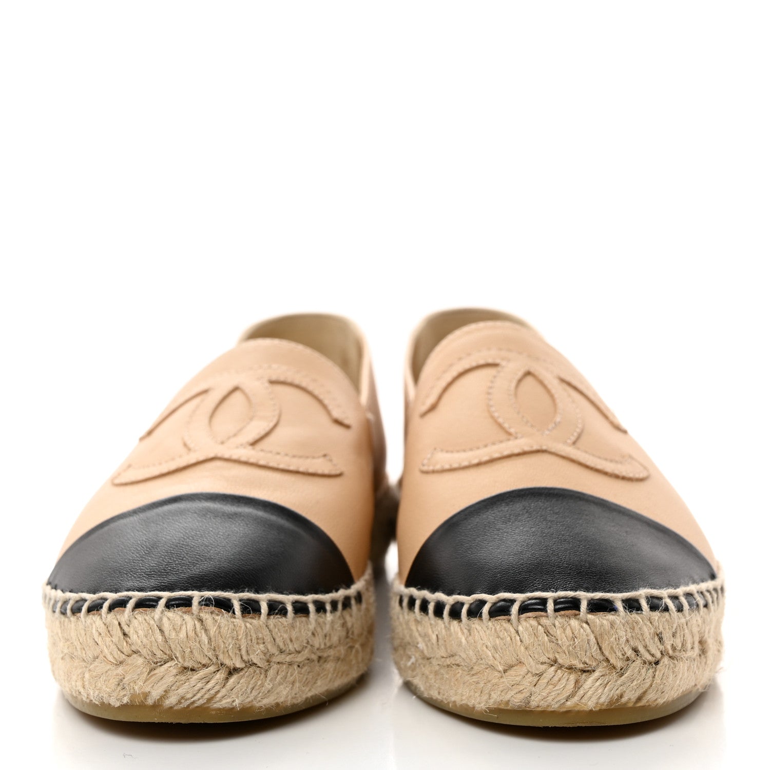 Chanel Lambskin CC Espadrilles 36 Beige Black 2 of 8