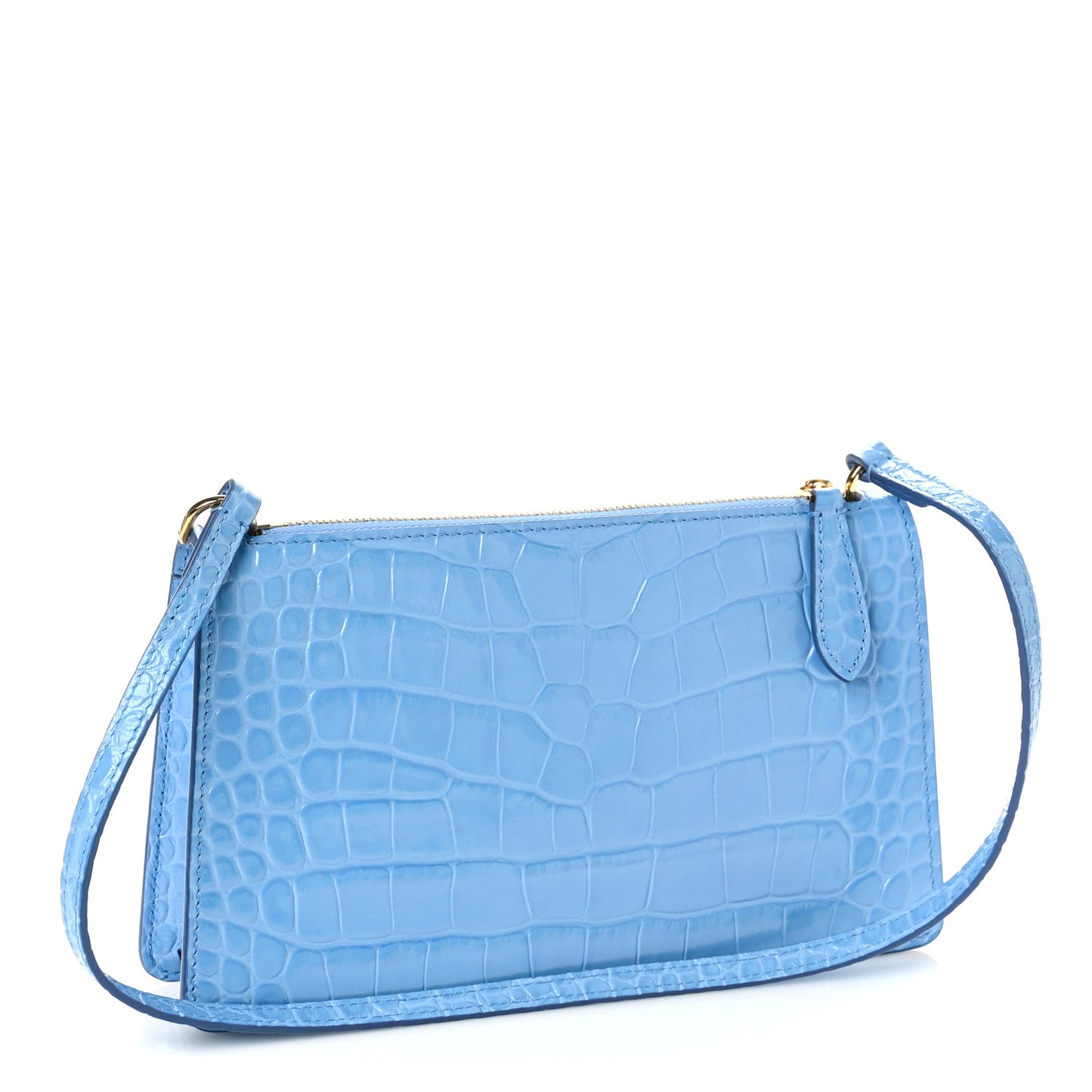 Crocodile Embossed Mini TB Shoulder Bag Blue
