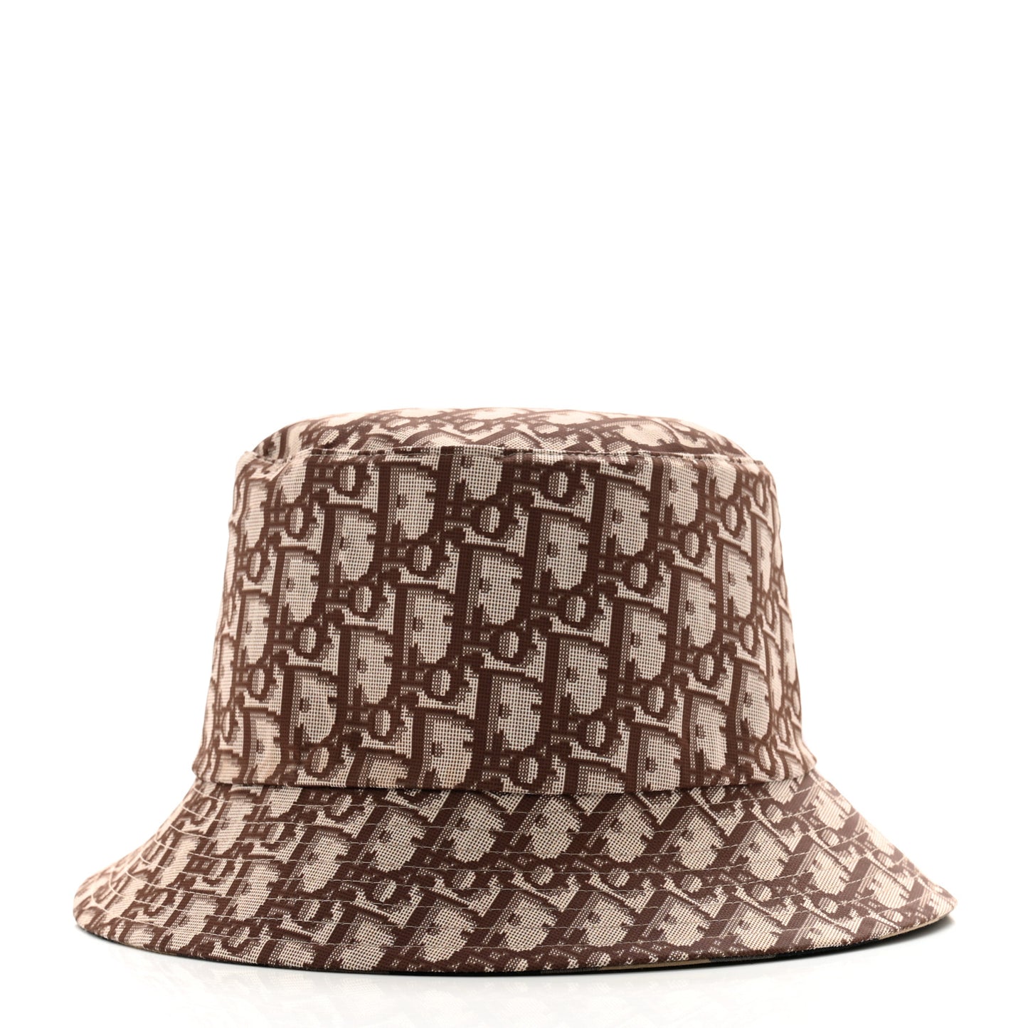 Polyester Cotton Gingham Oblique Reversible Bucket Hat 57 Beige