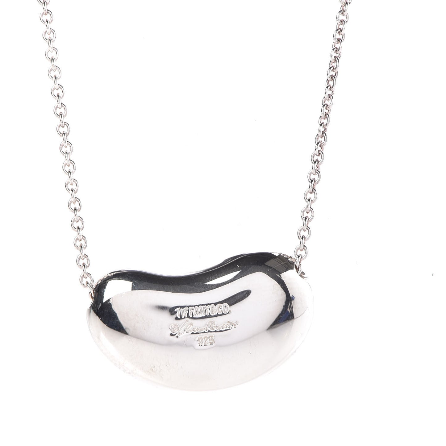 Sterling Silver 25mm Elsa Peretti Bean Pendant Necklace