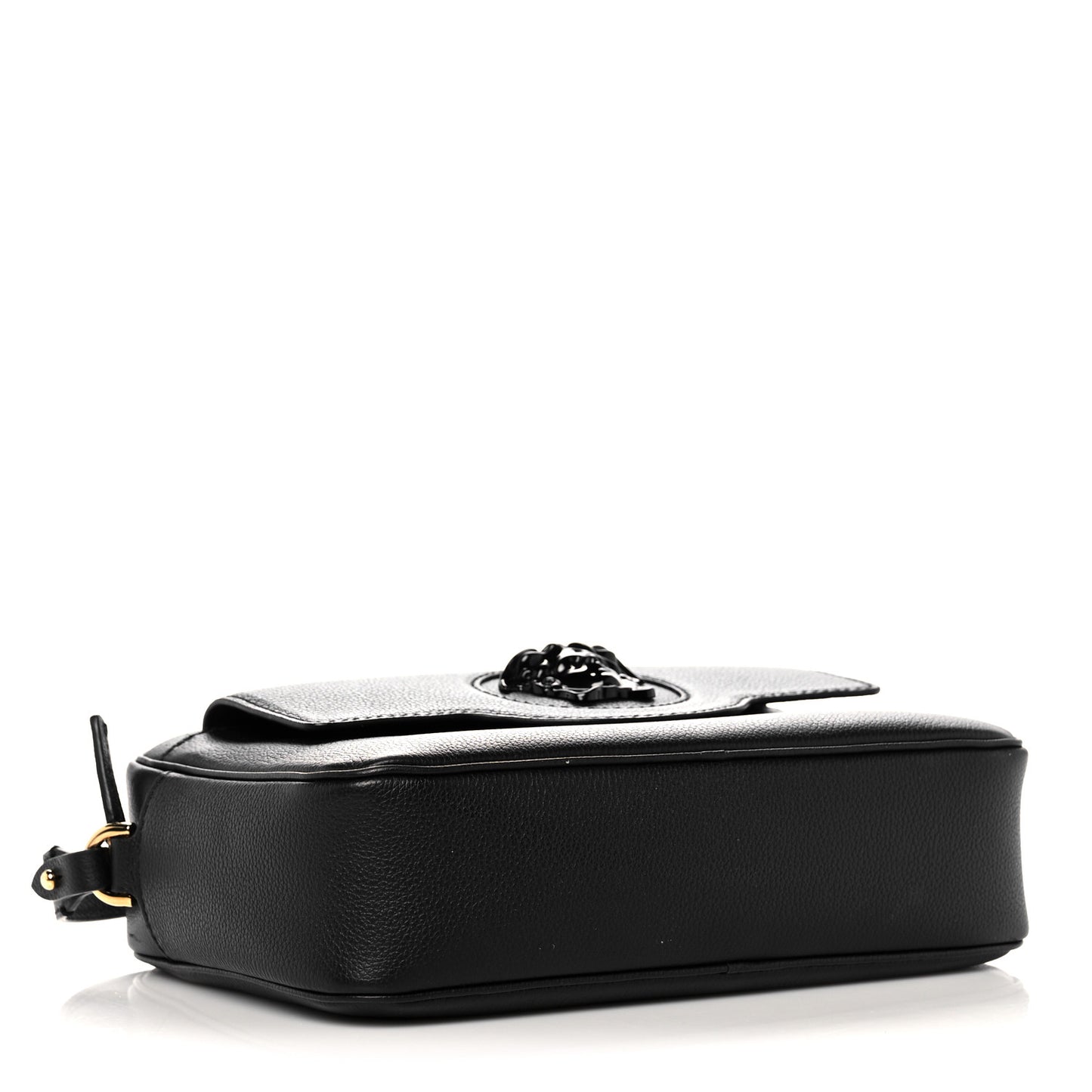 Grained Calfskin Medusa Camera Bag Black