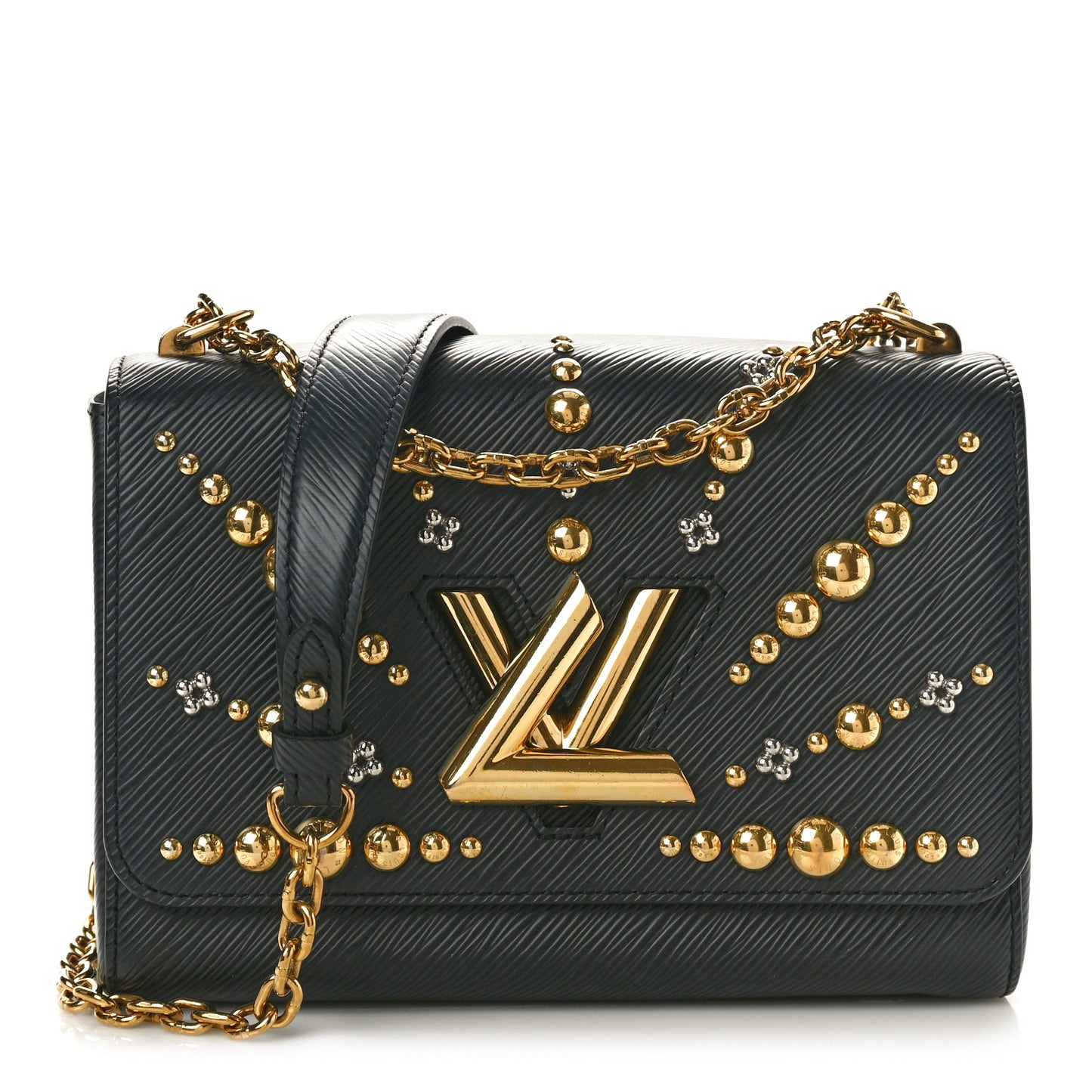 Epi Studded Sol Twist Shoulder Bag MM Black