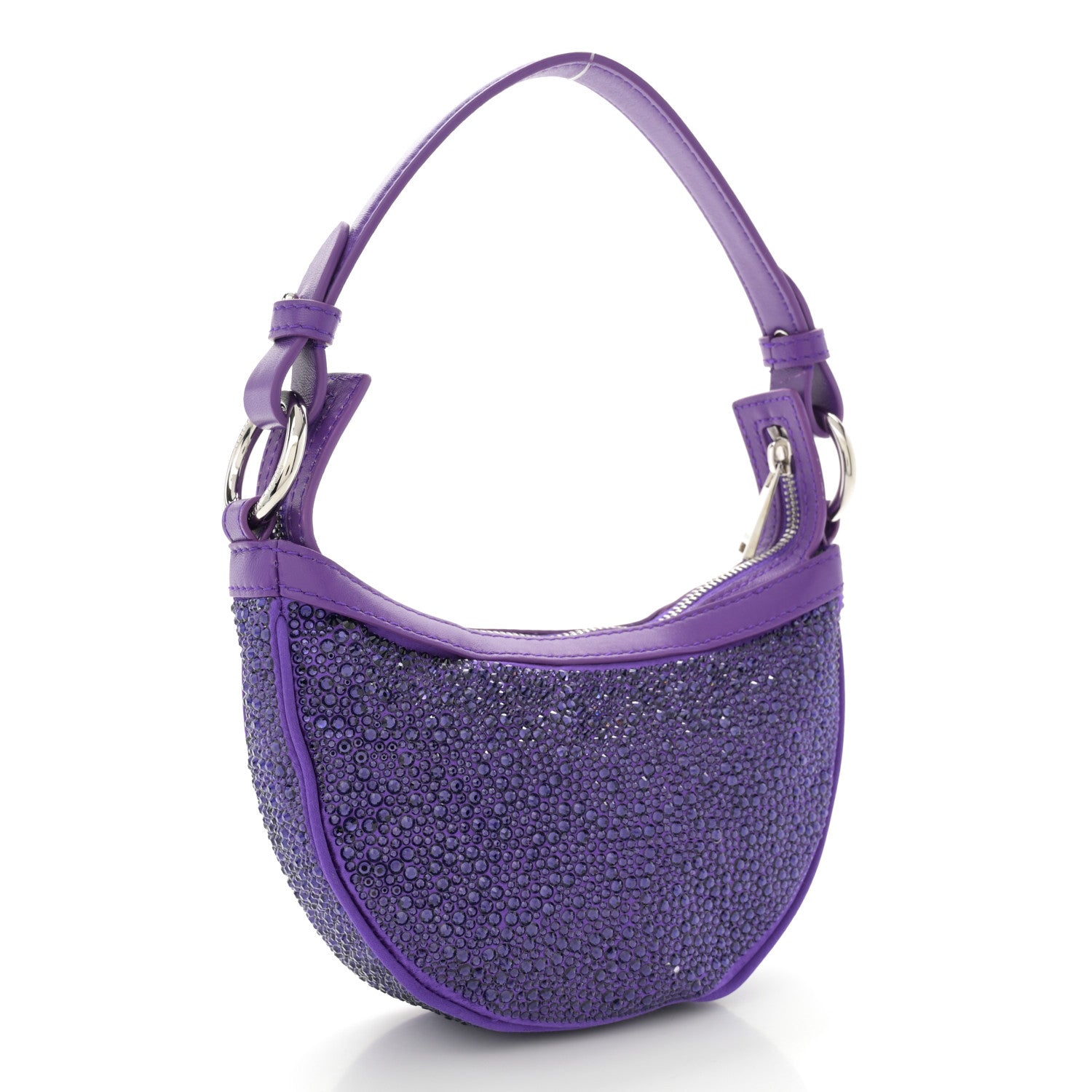 Versace Crystal Repeat Mini Hobo Purple 3 of 13