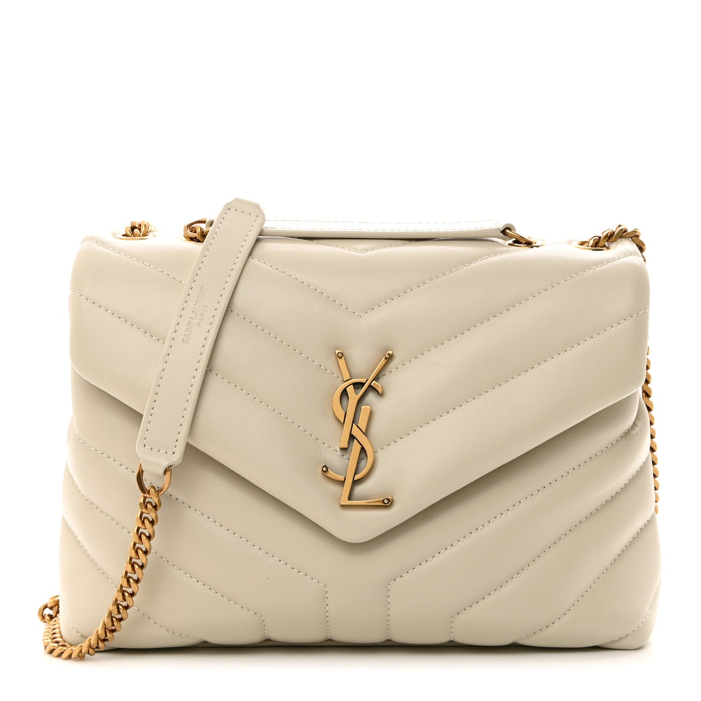Calfskin Y Quilted Monogram Small Loulou Chain Satchel Crema Soft