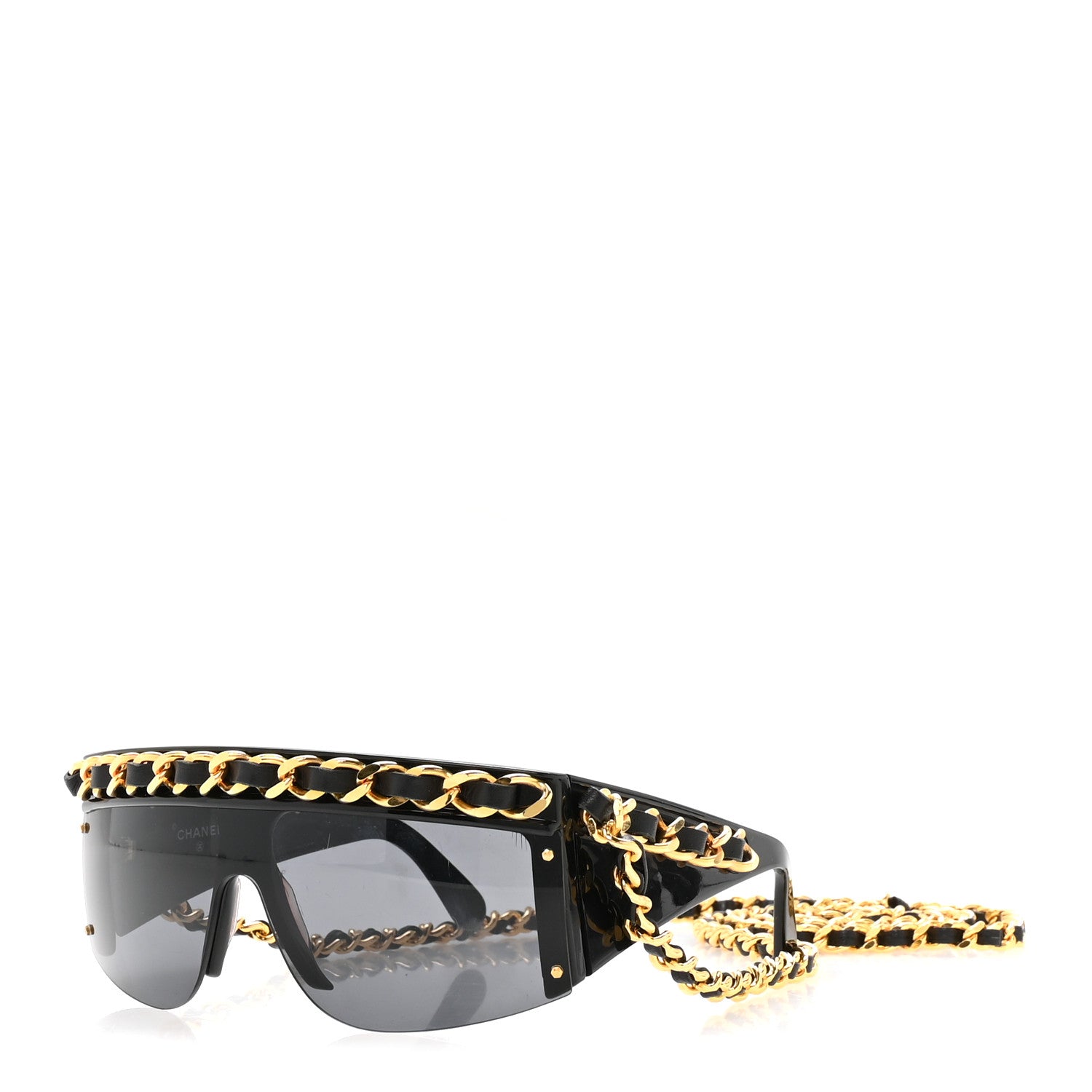 Chanel Acetate Metal Calfskin Chain Sunglasses 0026 Black 1891192
