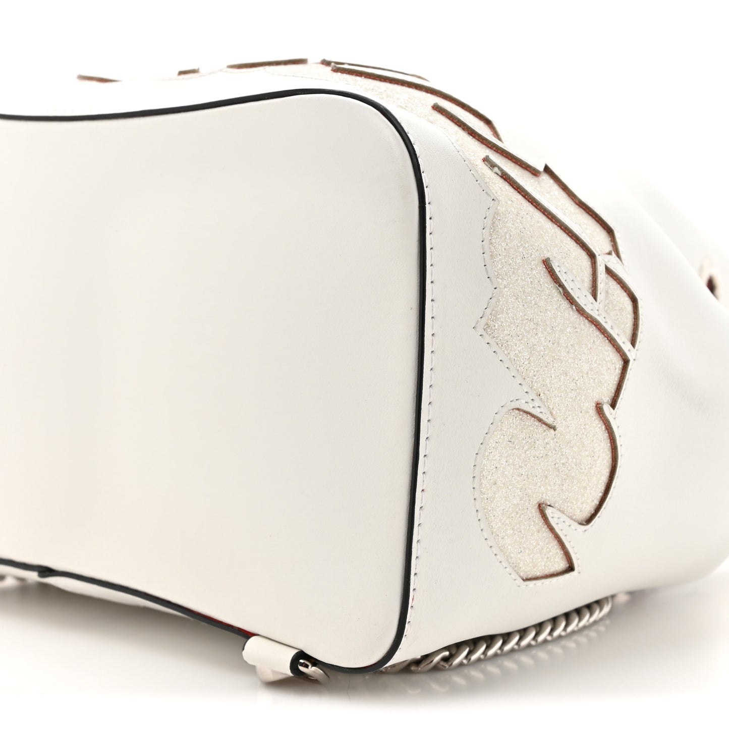 Calfskin Paris Marie Jane Perforated Glitter Logo Backpack White