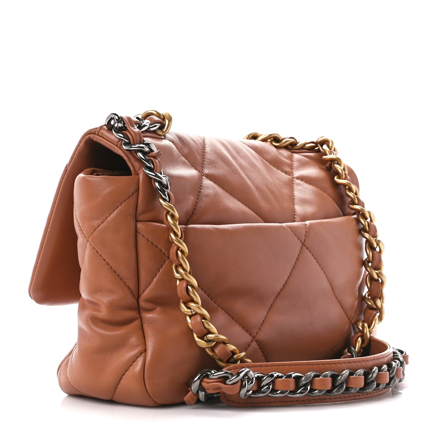Lambskin Quilted Medium Chanel 19 Flap Brown