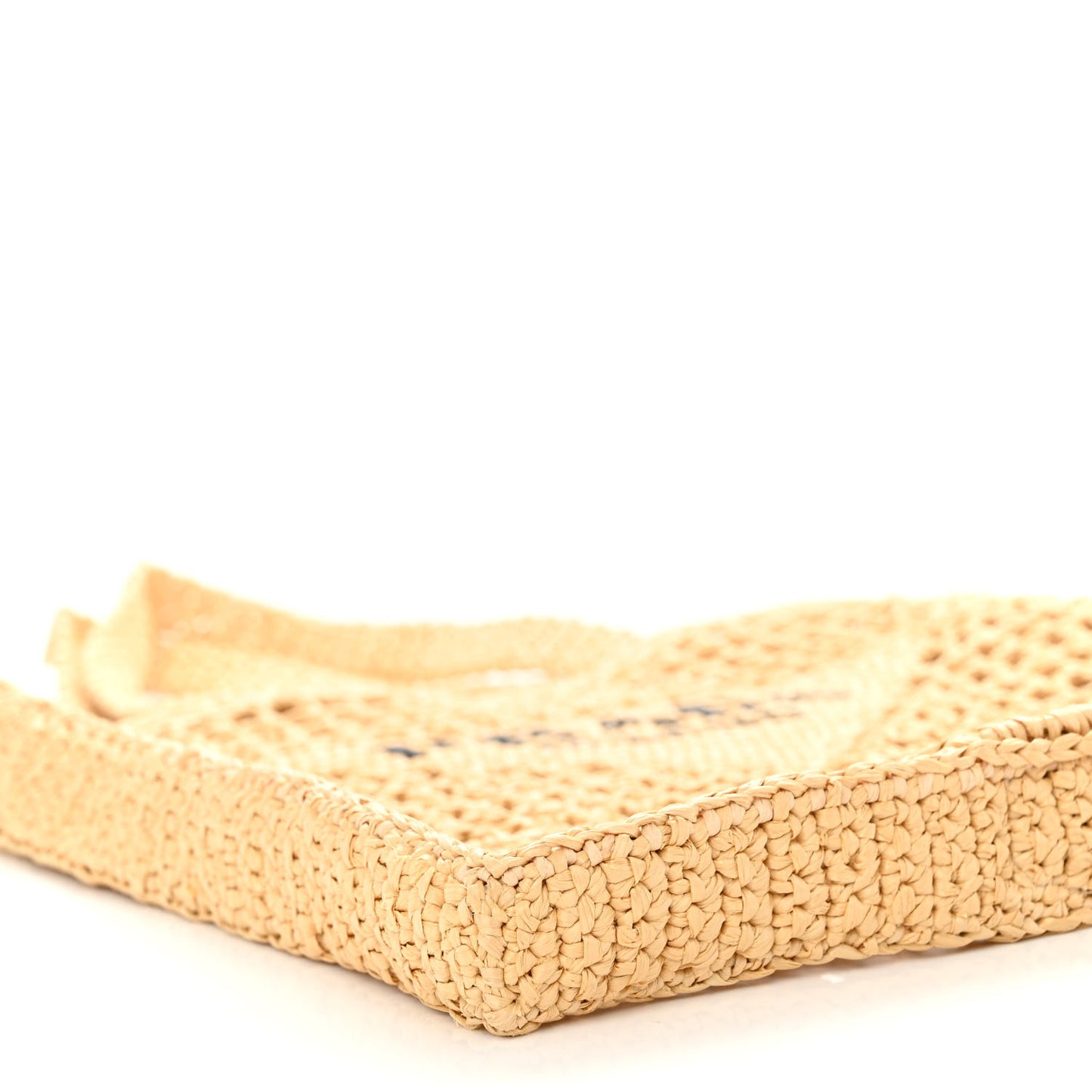 Yarn Raffia Effect Crochet Logo Embroidered Tote Bag Naturale