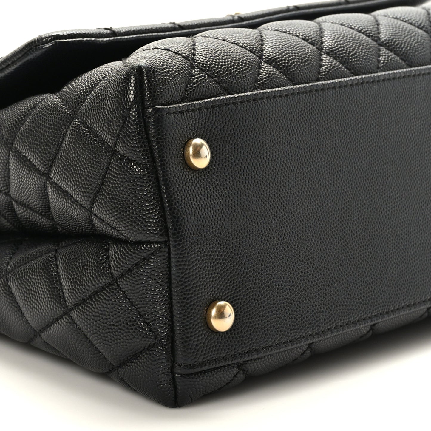 Caviar Lizard Embossed Quilted Small Coco Handle Flap Black