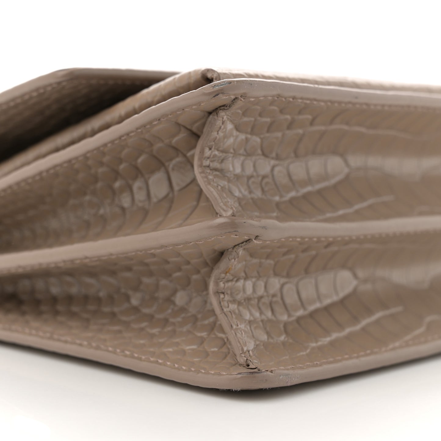 Calfskin Crocodile Embossed Medium Monogram Sunset Dusty Grey