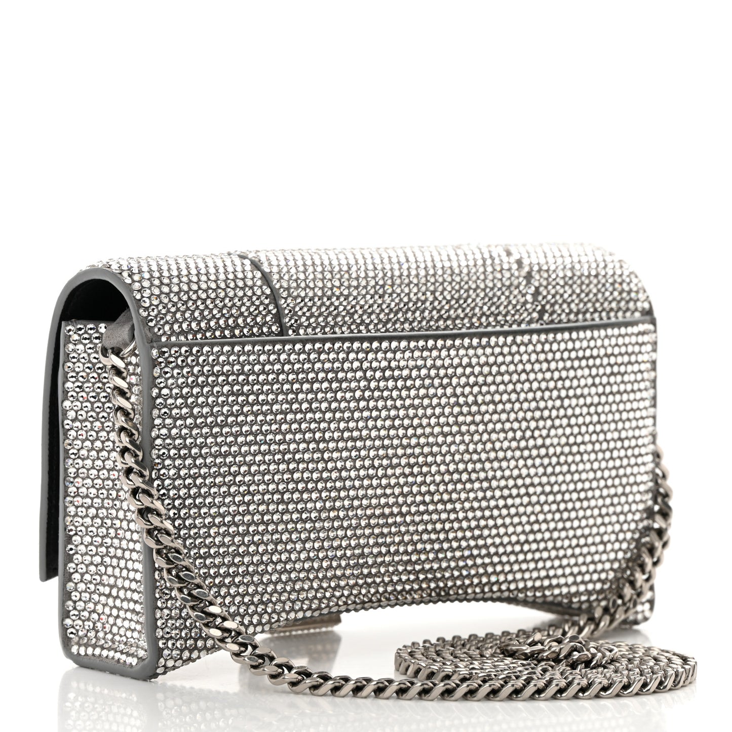 Strass Suede Hourglass Chain Bag Smoke Grey Crystal