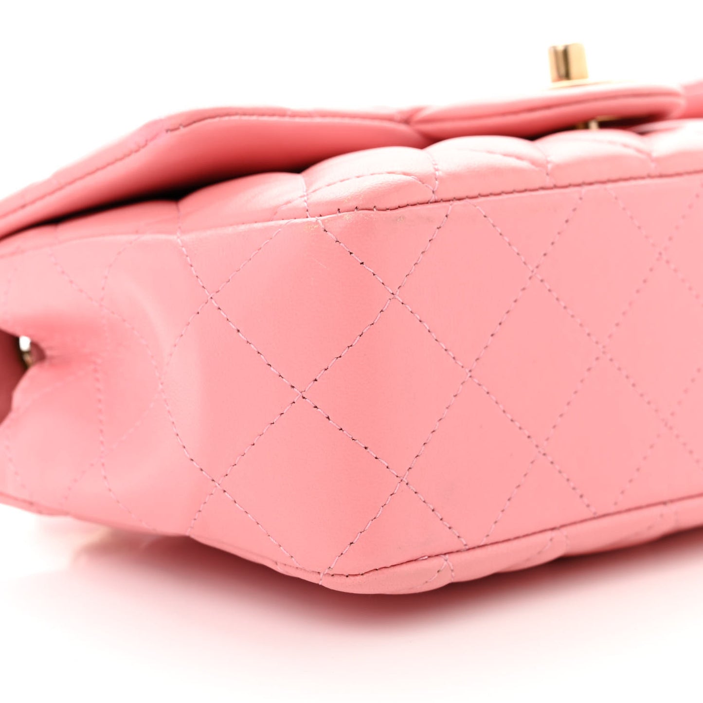 Lambskin Quilted Mini Rectangular Flap Pink