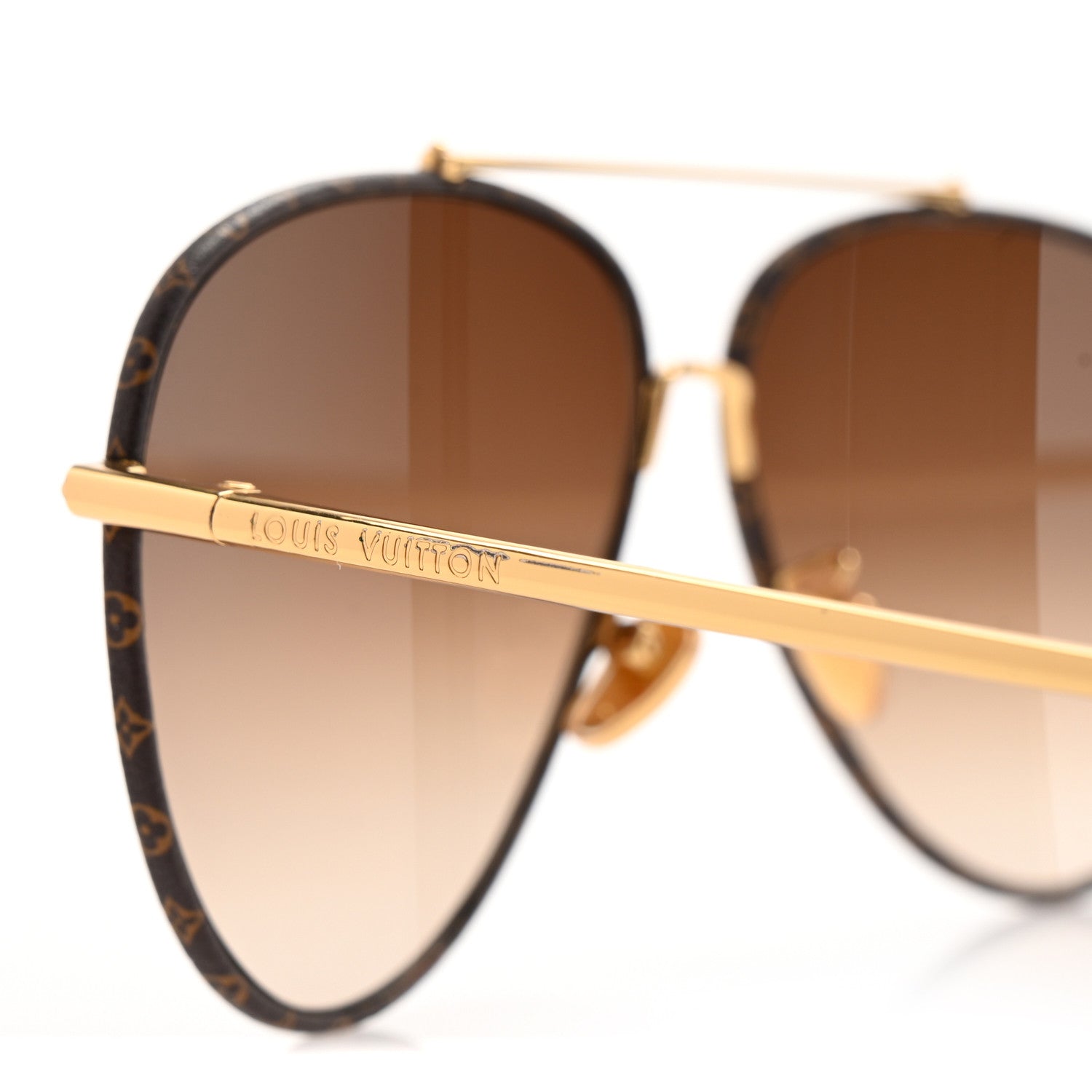Louis Vuitton Metal Monogram LV First Pilot Sunglasses Z1712U Gold Brown 7 of 7