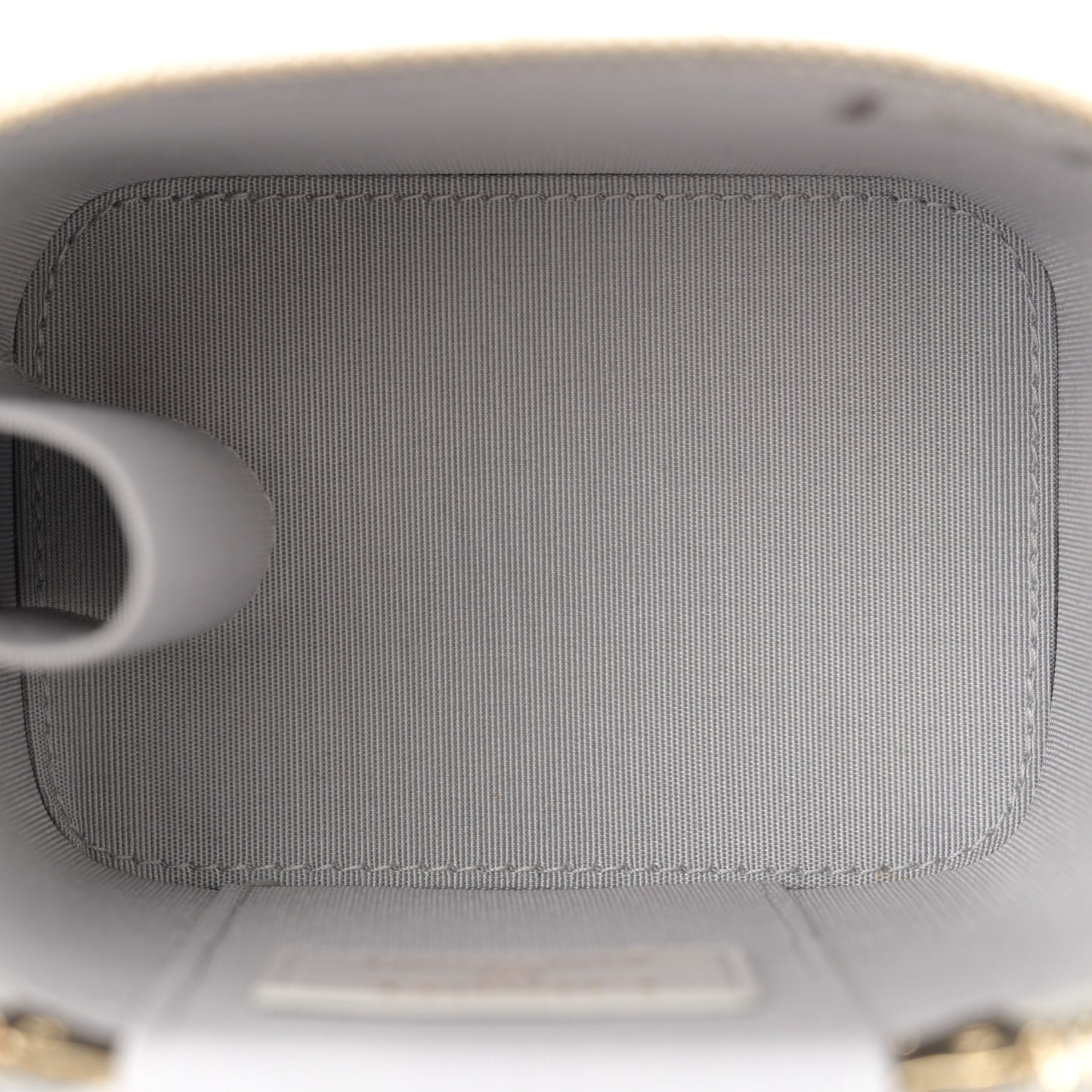 Lambskin Quilted Top Handle Mini Vanity Case With Chain Grey