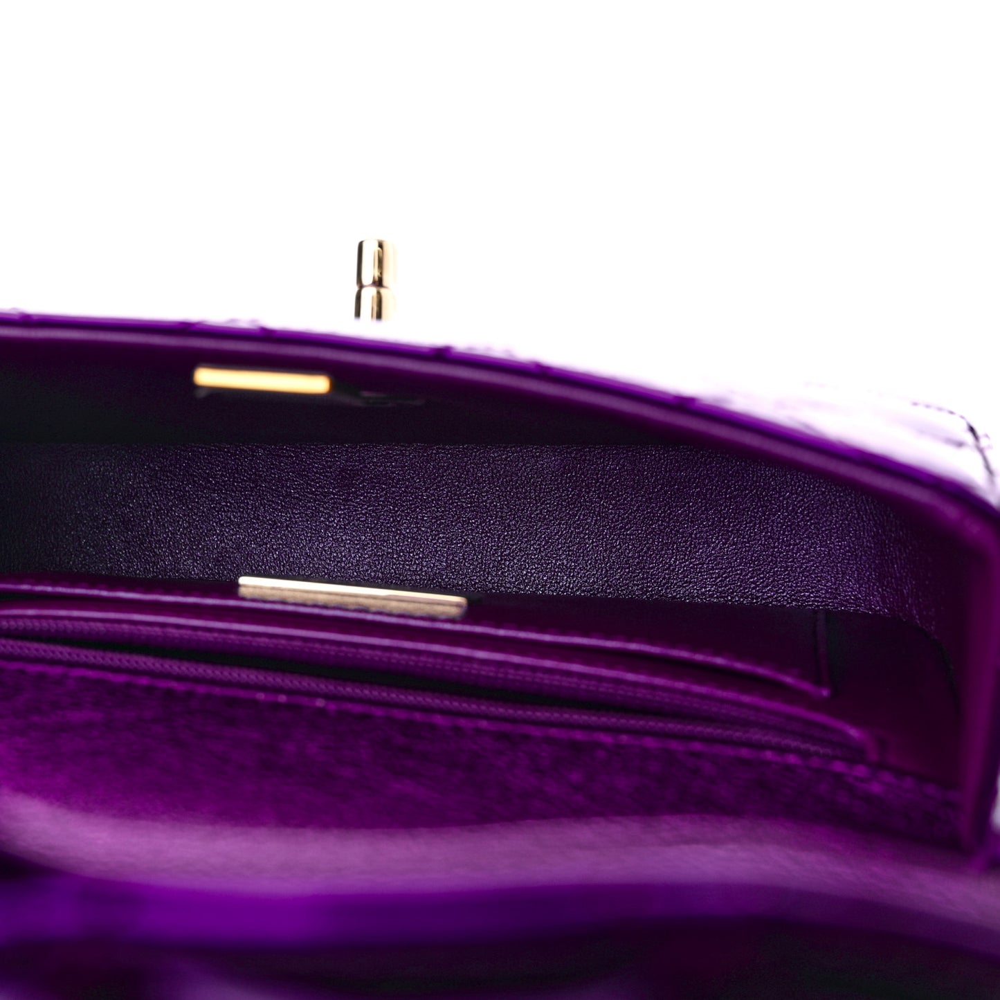 Mirror Calfskin Metallic Calfskin Quilted Hollywood Boulevard Mini Flap With Star Coin Purse Purple