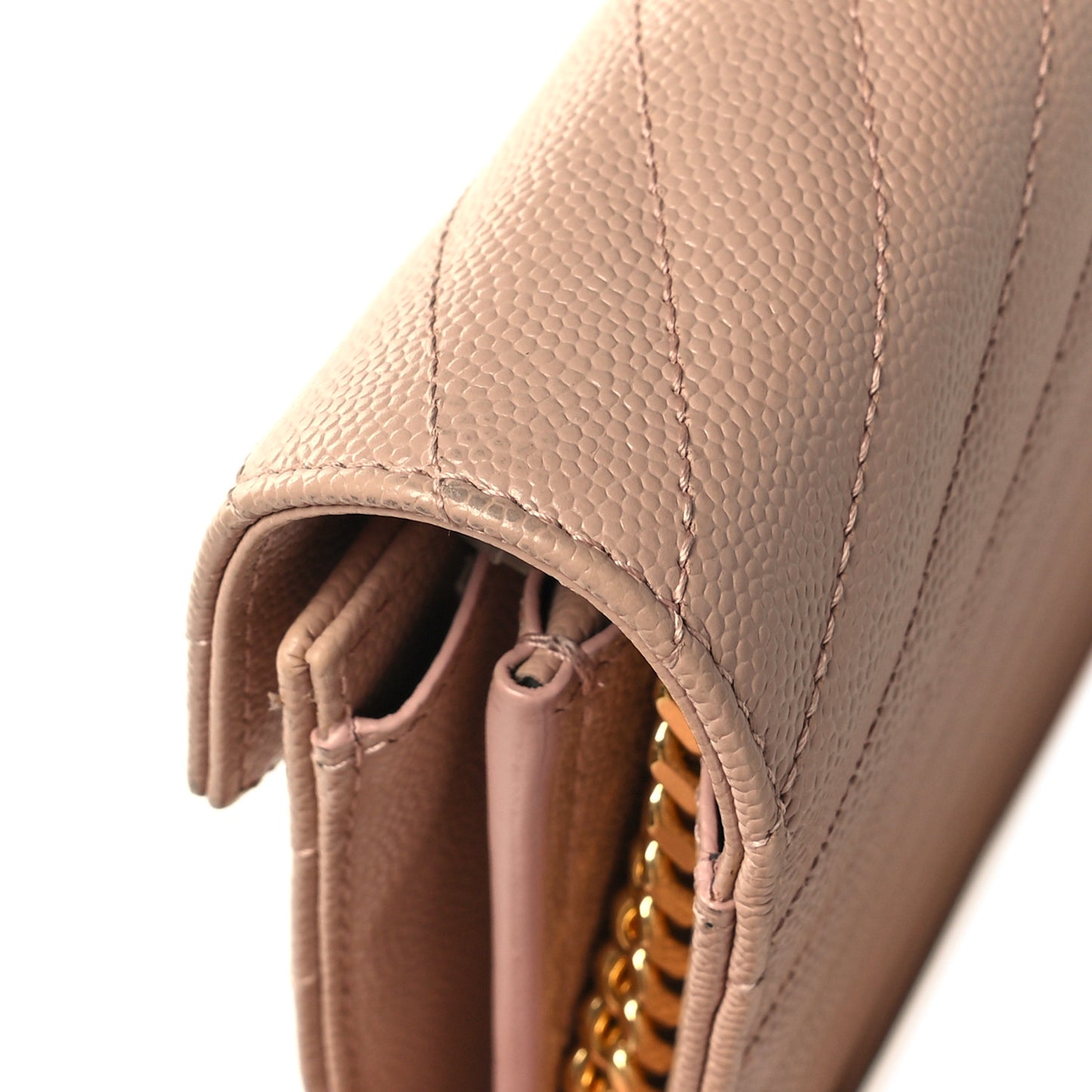 Grain De Poudre Matelasse Chevron Monogram Chain Wallet Pale Pink