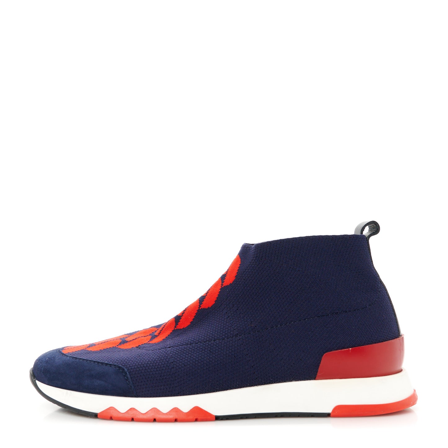 Knit Calfskin Velvet Womens Volo Sneakers 37.5 Bleu Diplomatique