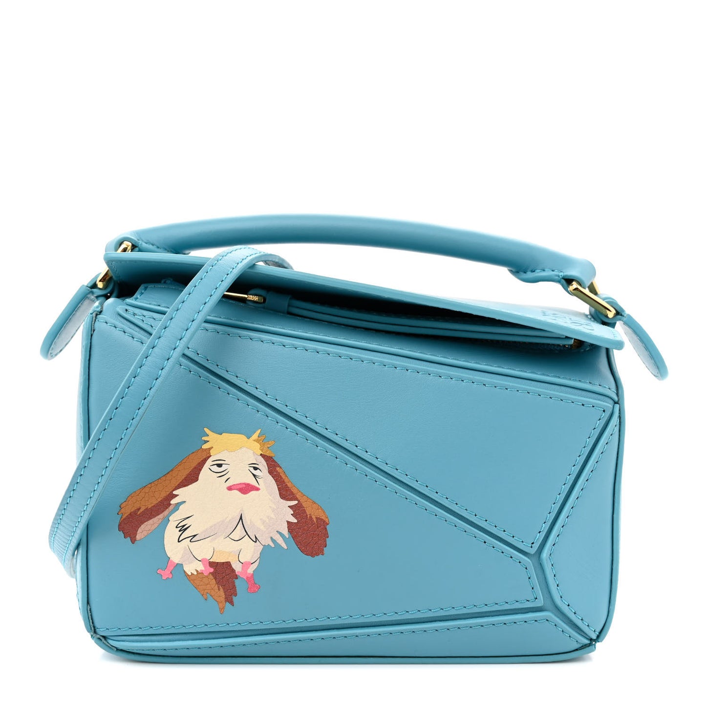 X HOWLS MOVING CASTLE Satin Calfskin Mini Heen Puzzle Bag Light Blue