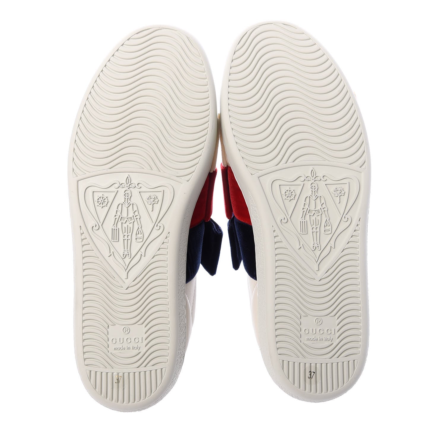 Gucci Calfskin Velvet Womens Bow Ace Sneakers 37 White 5 of 10