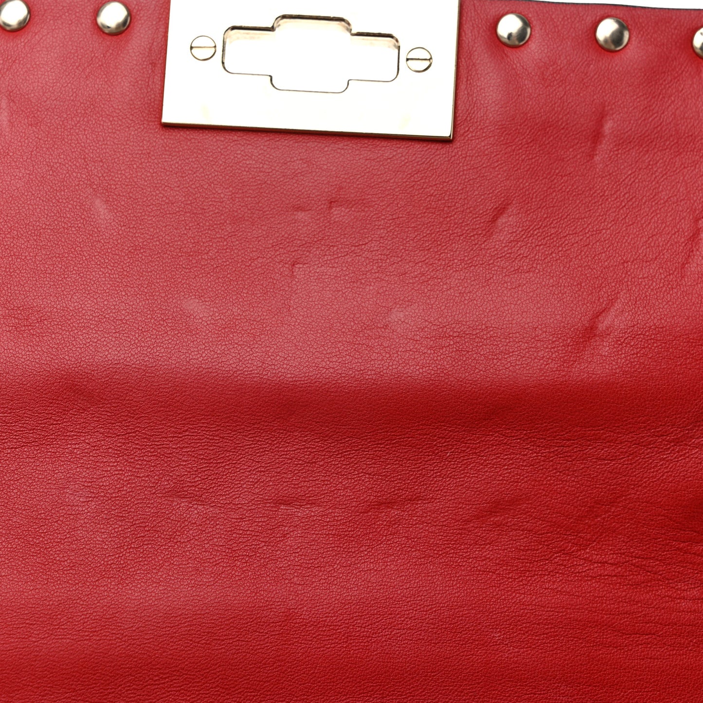 Nappa Large Rockstud Spike Shoulder Bag Rubino