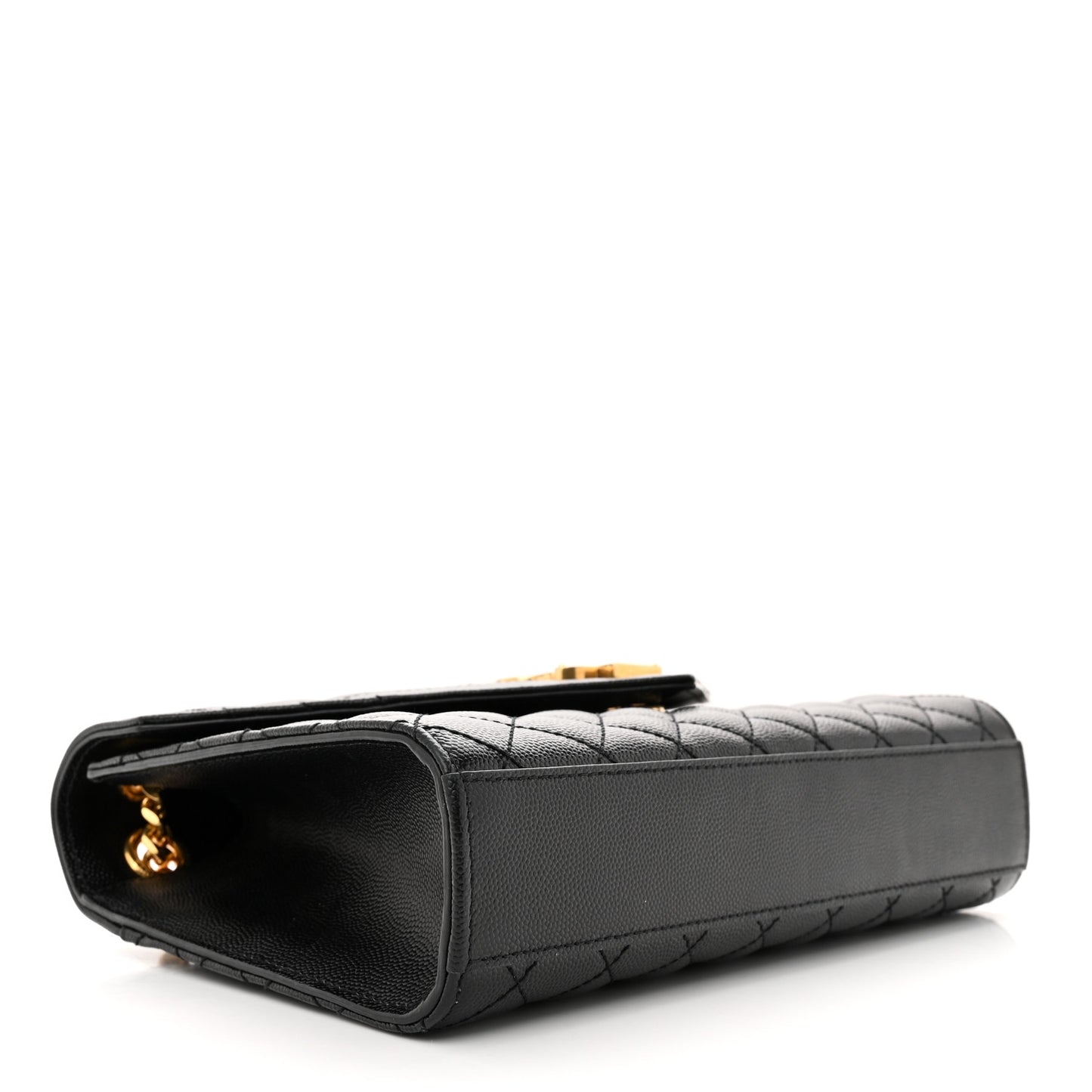 Grain De Poudre Textured Mixed Matelasse Triquilt Medium Monogram Satchel Black