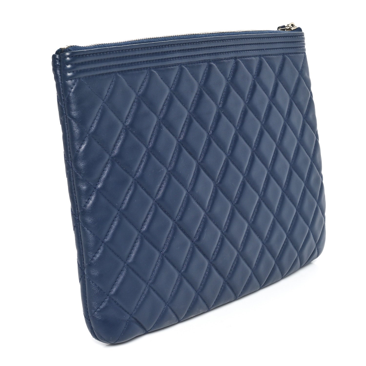 Chanel Lambskin Quilted Medium Boy Cosmetic Case Navy 3 of 10