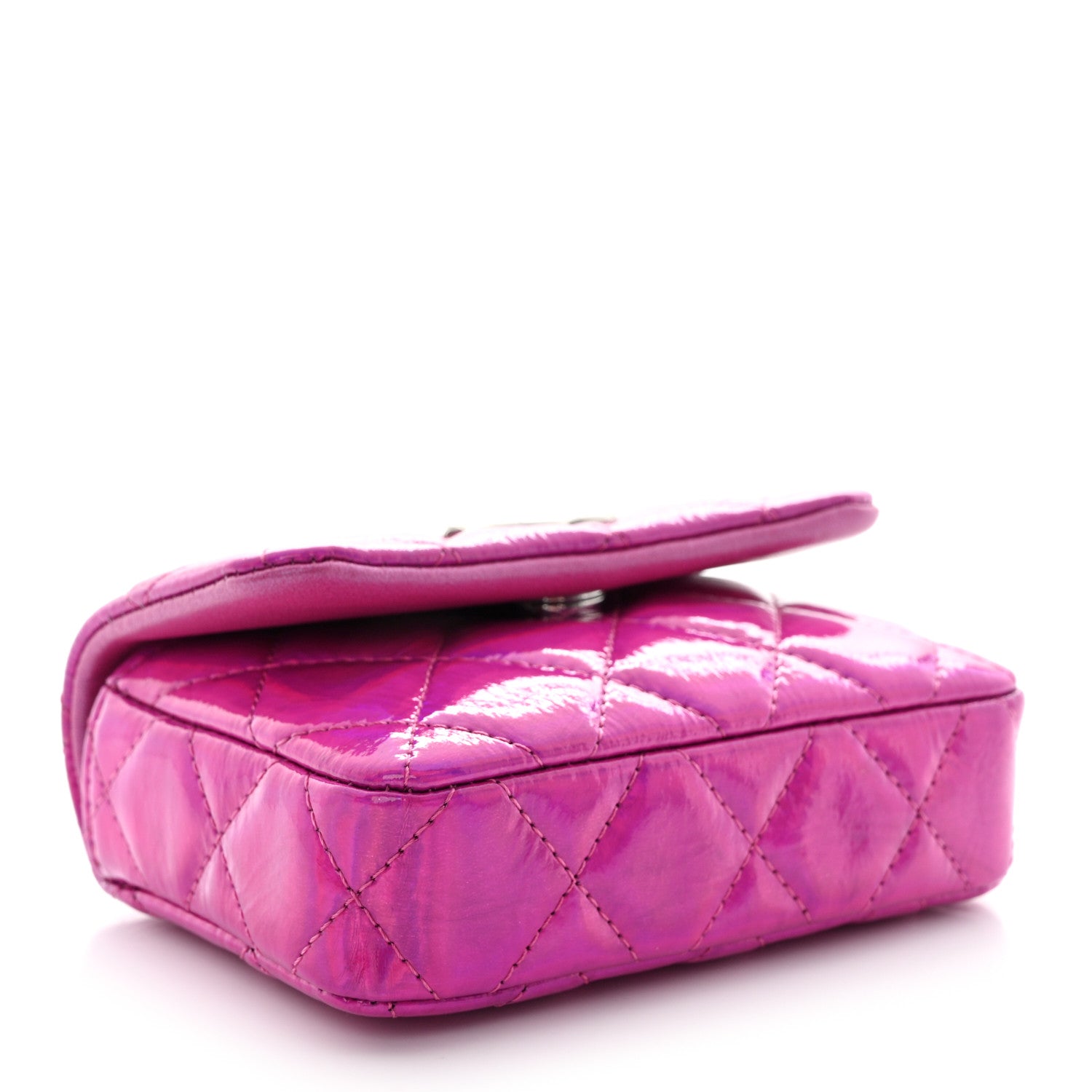 Chanel Patent Lambskin Quilted CC Hook Card Holder Pink 4 of 9